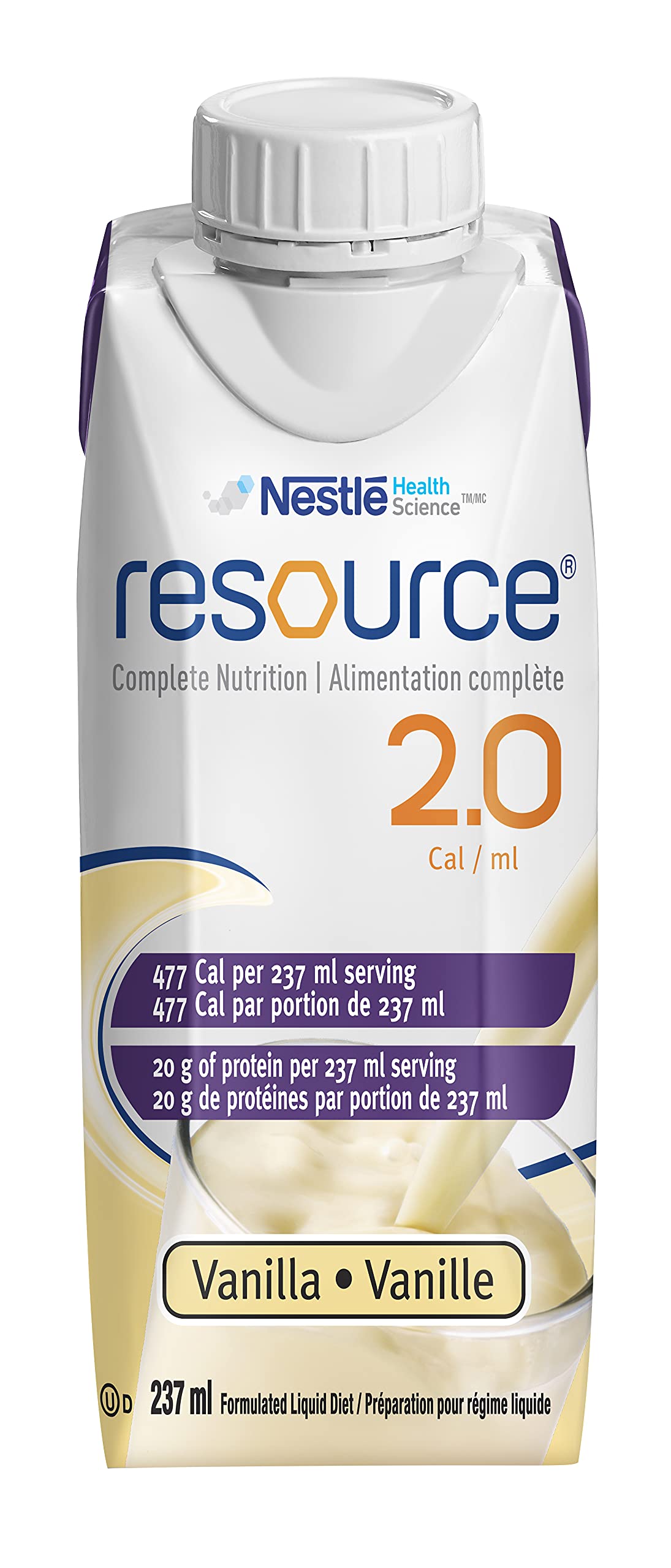 Resource 2.0 Calorie Dense Complete Nutrition Drink with 20g Protein Along with Vitamins & Minerals, Vanilla, 237ml, 24 count 🍁 All In One Marketplace Canada