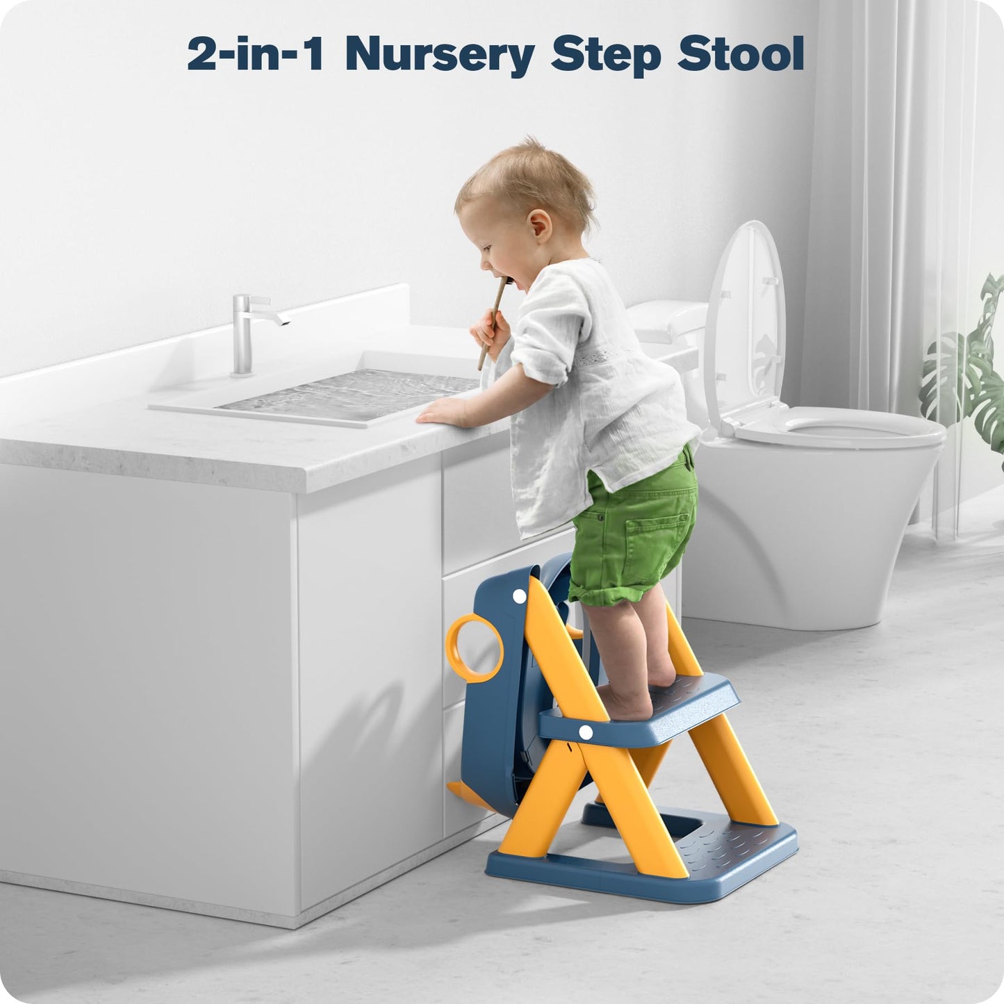 Rabb 1st Potty Training Seat, Upgrade Toddler Toilet Seat for Kids Boys Girls, 2 in 1 Potty Training Toilet for Kids, Splash Guard Anti-Slip Pad Step Stool(Blueyellow) 🍁 All In One Marketplace Canada