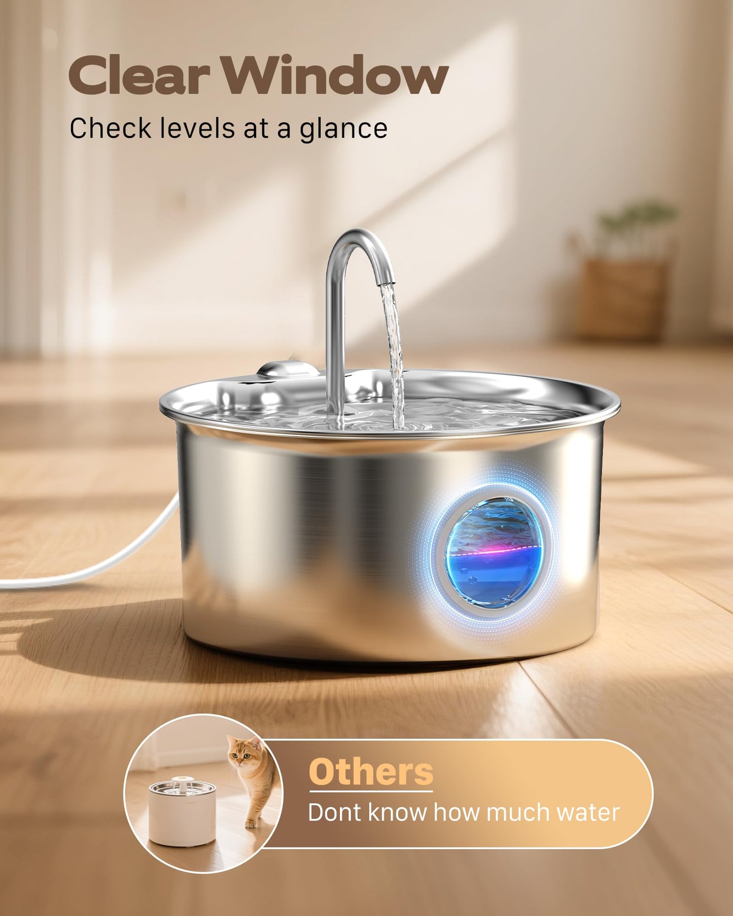 Cat Water Fountain Stainless Steel: Cat Fountain for Drinking - 2.6L Pet Water Fountain Indoor Cats - Quiet Pets Waterer - Cats Water Dispenser - for Small Animals 🍁 All In One Marketplace Canada