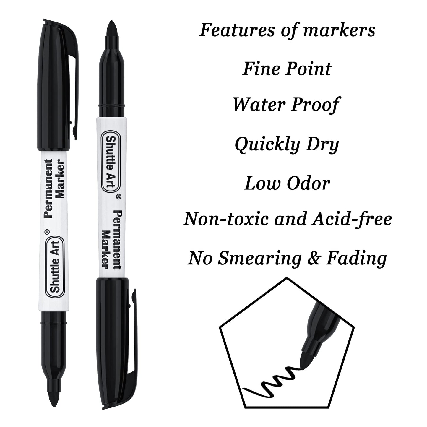 Shuttle Art Permanent Markers, 30 Pack Black Permanent Marker set,Fine Point, Works on Plastic,Wood,Stone,Metal and Glass for Doodling, Marking… 🍁 All In One Marketplace Canada