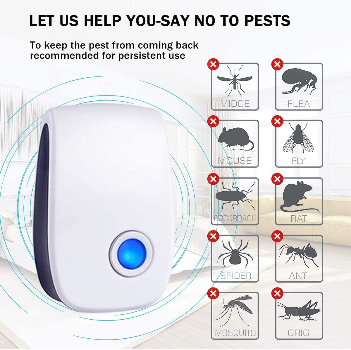 Pest Control Repeller, Plug-in Pest Control Repellent for Mouse, Insect, Cockroach, Mice, Spider, Bug, Ant, Mosquito, Rodent & Rats Indoor Use Repeller 6 Packs 🍁 All In One Marketplace Canada