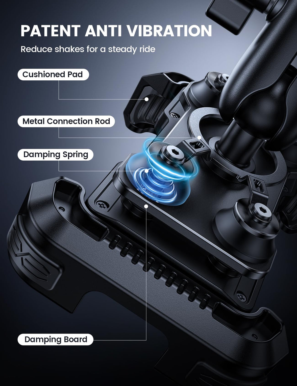 Lamicall Motorcycle Phone Mount Holder - [Dual Vibration Dampener] [720° Adjustment Arm] Motorcycle Cell Phone Holder, Bike Handlebar Phone Mount for iPhone 17 Pro/Air/16/15/14 Pro Max, 4.7-6.7" Phone 🍁 All In One Marketplace Canada