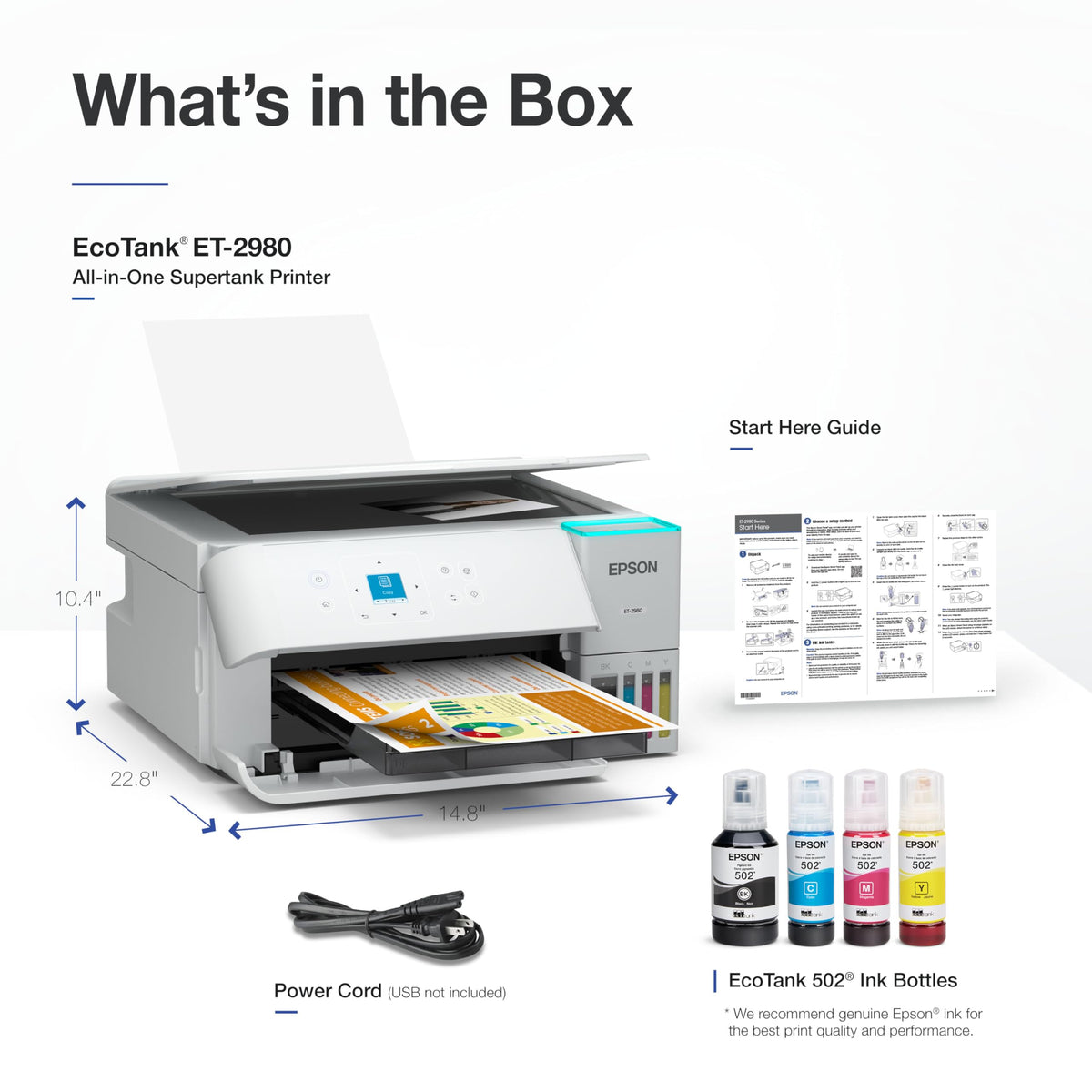 Epson EcoTank ET-2980 Wireless Color All-in-One Supertank Printer - White 🍁 All In One Marketplace Canada
