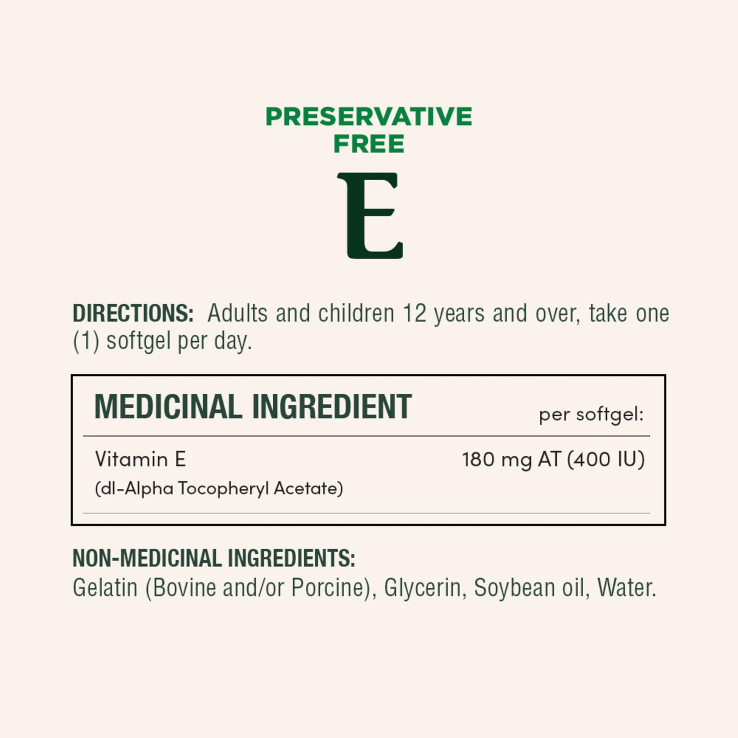 NATURE'S BOUNTY Vitamin E, 400 IU, Antioxidant, Preservative Free, 200 Softgels, 134 g 🍁 All In One Marketplace Canada