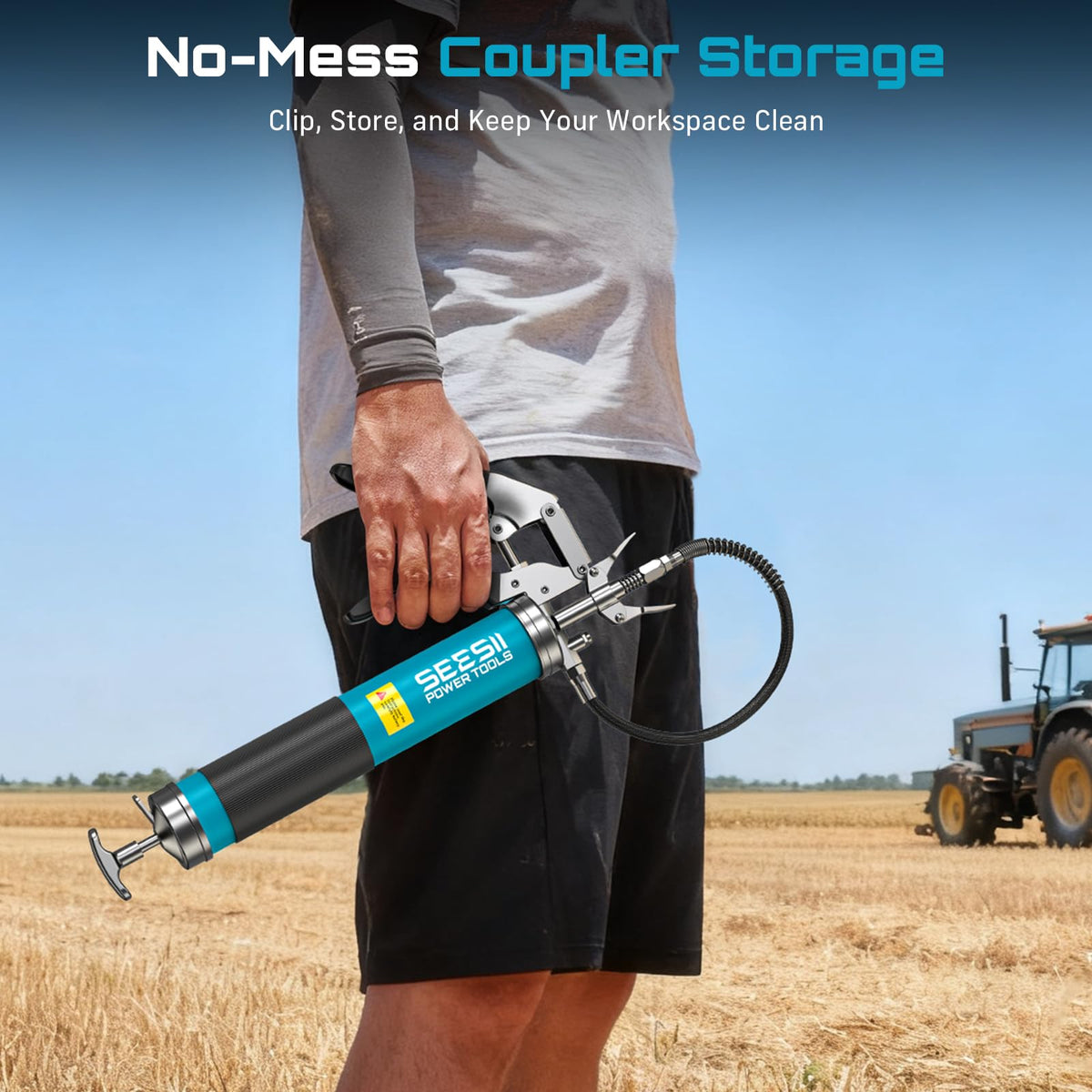 Seesii 8000PSI Grease Gun Kit: Heavy Duty Pistol Grip Grease Gun with 14oz Capacity, Quick-Release Coupler, 90° Adapter, Flexible Hose, Rigid Pipe for Automotive, Agricultural, Industrial, Farm, Car 🍁 All In One Marketplace Canada
