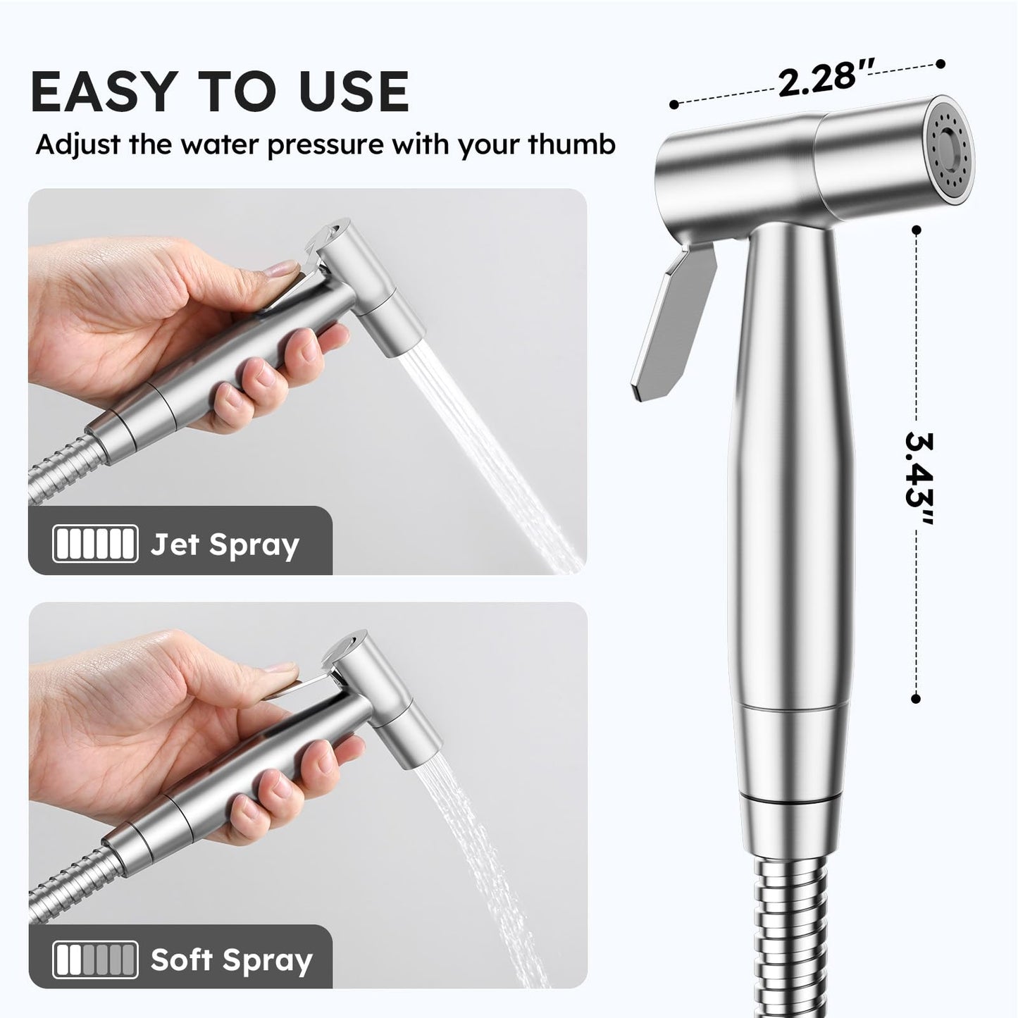 Arofa Handheld Bidet Sprayer for Toilet-Adjustable Water Pressure Control with Bidet Hose for Feminine Wash, Stainless Steel Brushed Nickel Cloth Diaper Bidet Toilet Sprayer for Baby Wash 🍁 All In One Marketplace Canada