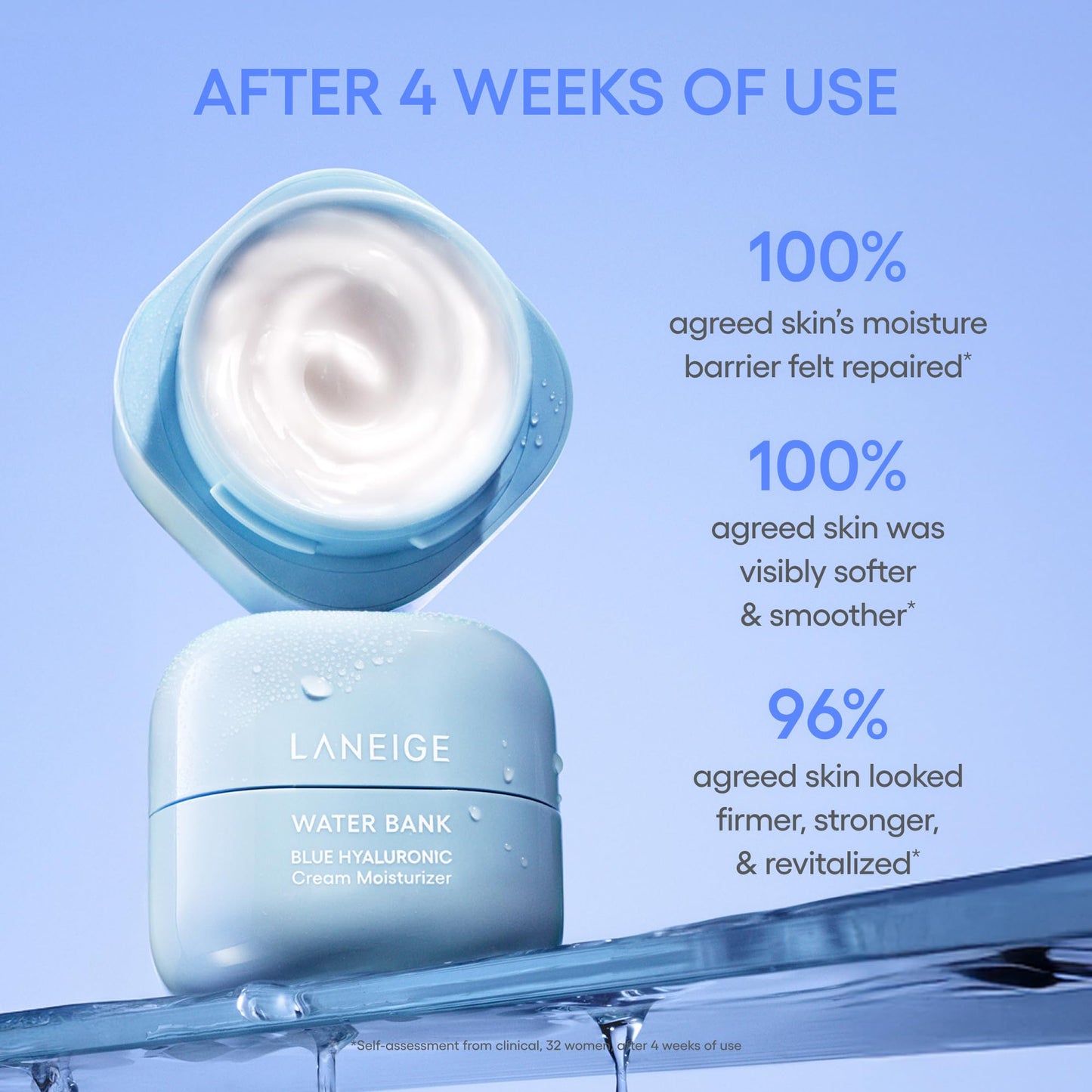 LANEIGE Water Bank Blue Hyaluronic Cream Moisturizer Refill: Hydrating Korean Face Cream with Squalane & Ceramide for Skin Barrier Support, Dermatologist-Tested 🍁 All In One Marketplace Canada