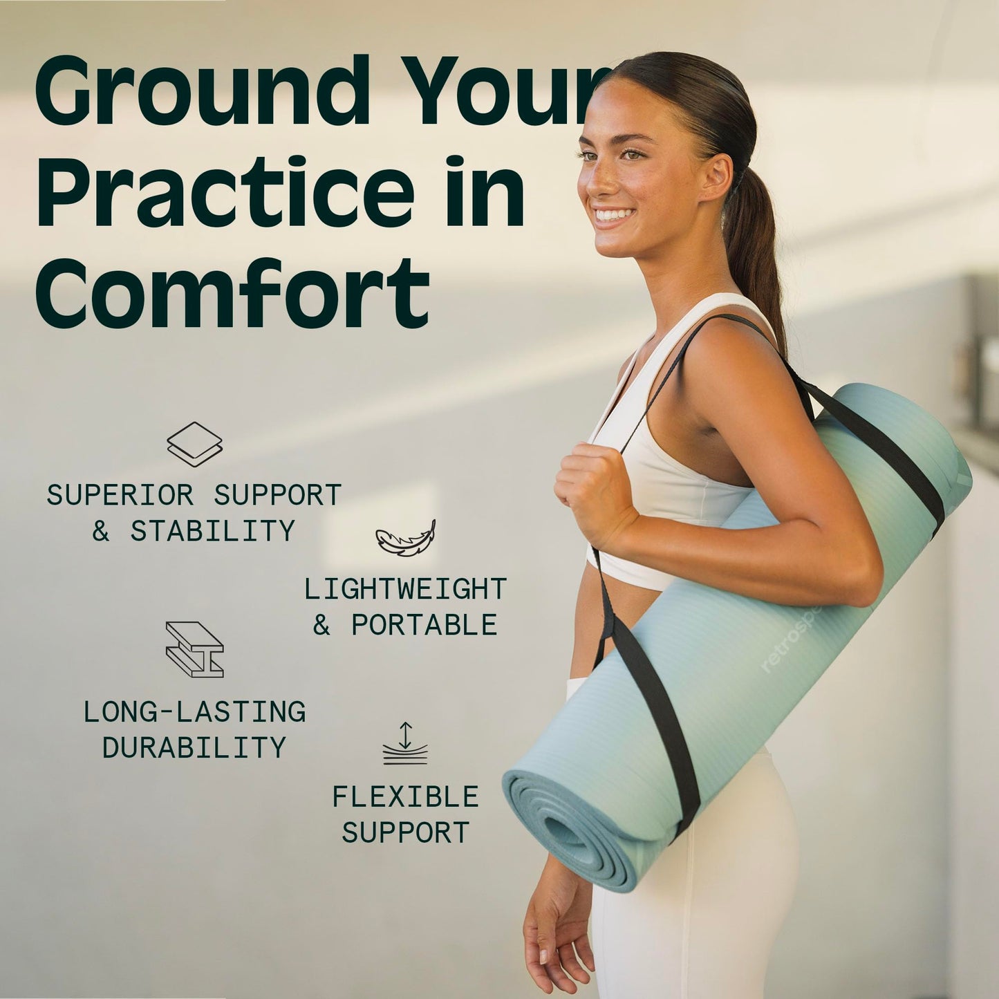 Retrospec Solana Yoga Mat 1" And 1/2" Thick With Nylon Strap for Men And Women - Non Slip Exercise Mat For Home Yoga, Pilates, Stretching, Floor And Fitness Workouts 🍁 All In One Marketplace Canada