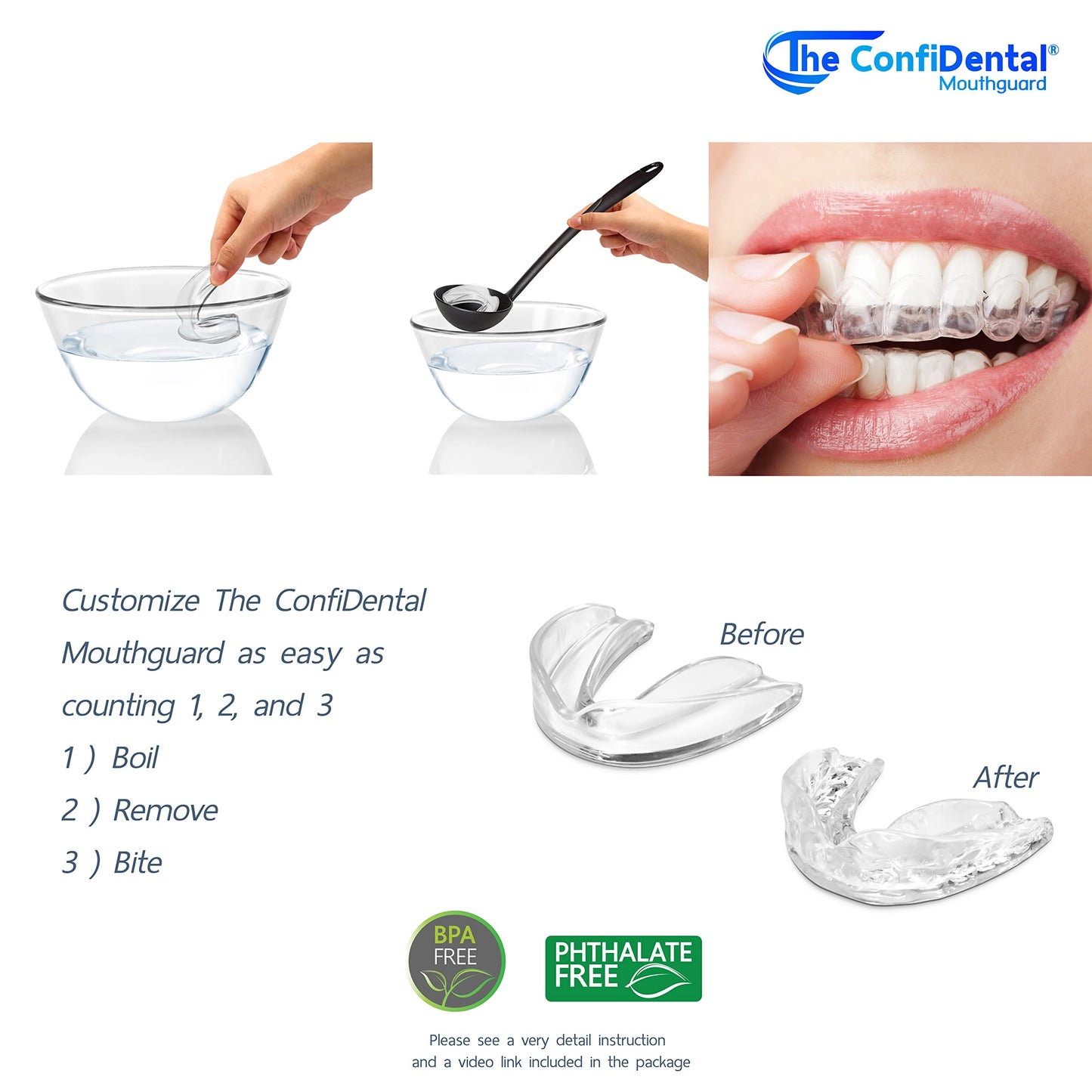 The ConfiDental - Moldable Mouth Guard for Teeth Grinding Clenching Bruxism Sport Athletic Whitening Tray Pack of 5 Including 3 Regular and 2 Heavy Duty Guard (3 (Ill) Regular 2 (ll) Heavy Duty) 🍁 All In One Marketplace Canada