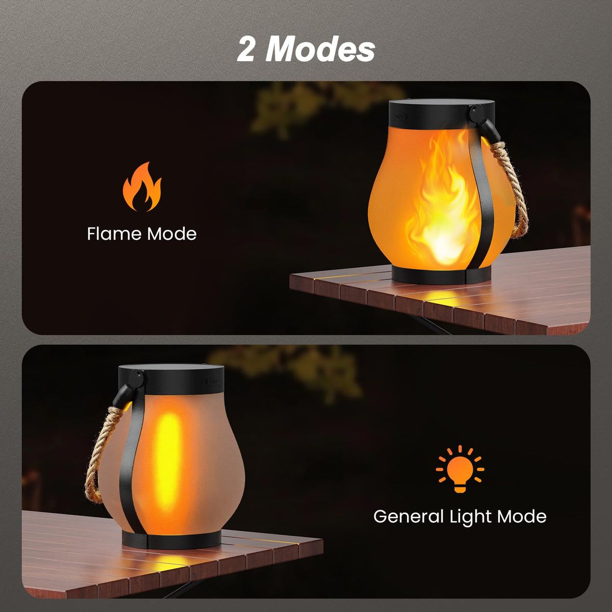 Hompavo Gen2 Solar Lanterns Outdoor with Ultra-Real Flame, Dual Charging (USB/Solar) & 2 Mode - Waterproof Decorative Hanging/Table Lights for Yard Patio Garden Birthday Mothers Day Gifts for Women, 2 🍁 All In One Marketplace Canada