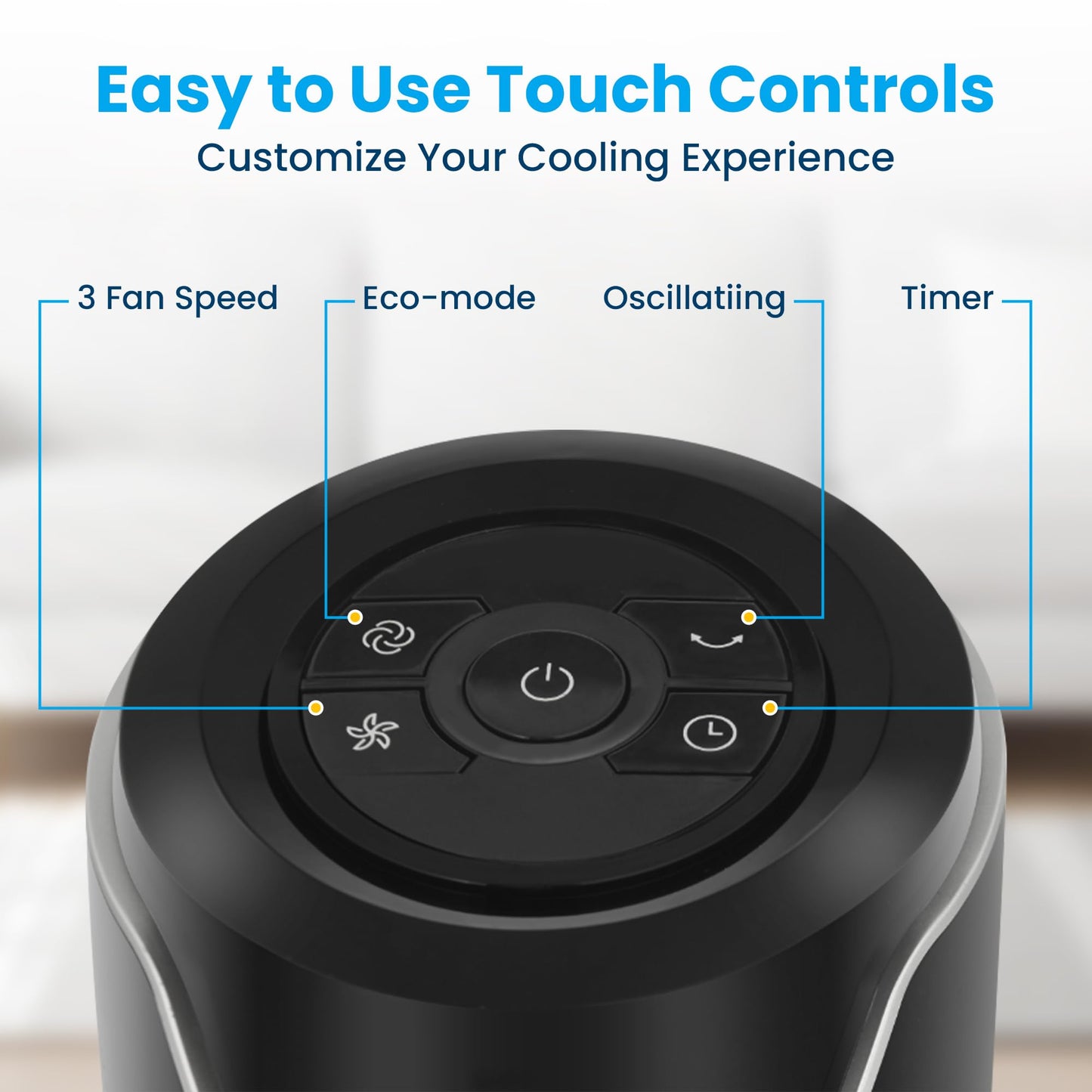 Senville 42" Oscillating Tower Fan for Bedroom, Remote, Bladeless, Quiet, 3 Modes, 7-Hour Timer, LED Display, Black 🍁 All In One Marketplace Canada