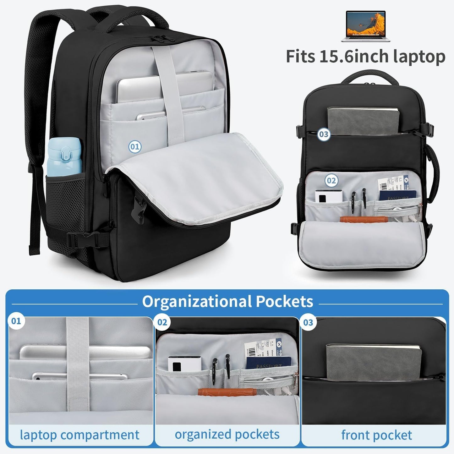 ZOMFELT Travel Backpack for Women Men, TSA 15.6" Carry on Luggage Backpack 🍁 All In One Marketplace Canada