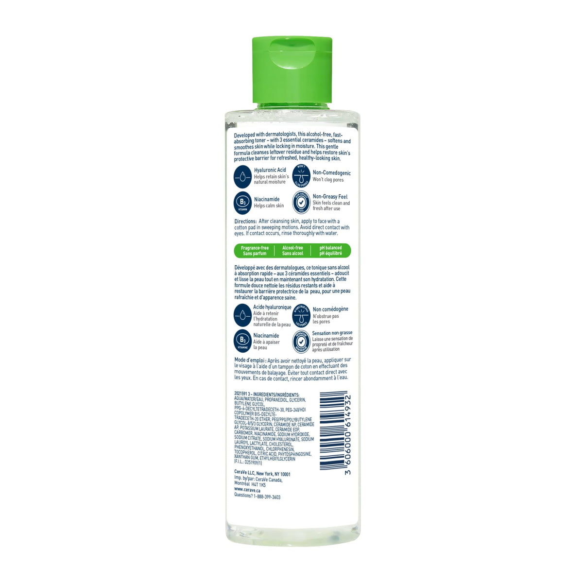 CeraVe Hydrating Toner for Face with Hyaluronic Acid, Niacinamide, and Ceramides for Sensitive Dry Skin | Alcohol-Free, Fragrance-Free, Non Comedogenic | Full Size, 200 mL 🍁 All In One Marketplace Canada