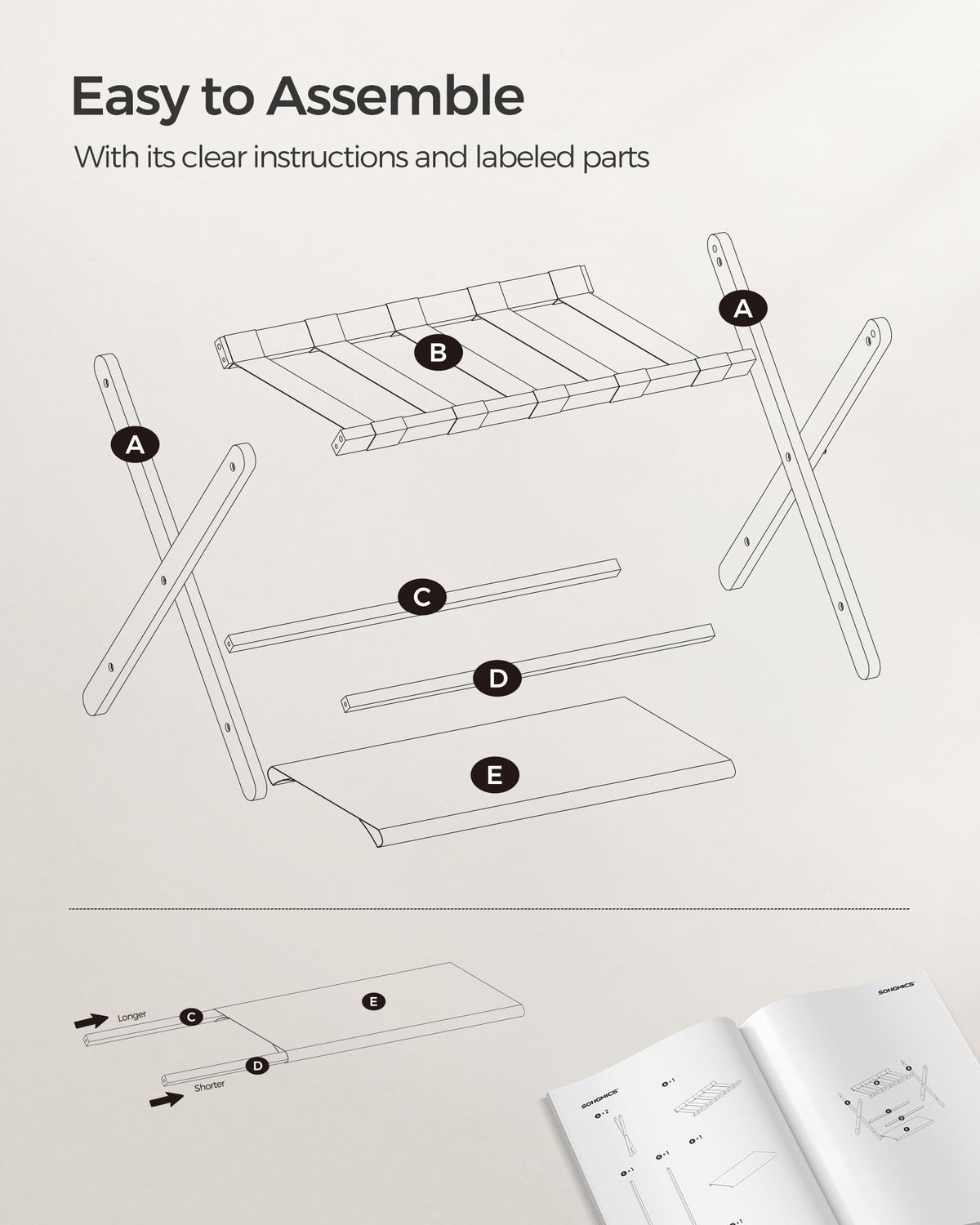 SONGMICS Luggage Rack, Bamboo Luggage Rack for Guest Room, Folding Suitcase Stand, for Hotel, Bedroom, Heavy-Duty, Holds up to 131 lb, Walnut Brown URLR007D01 🍁 All In One Marketplace Canada