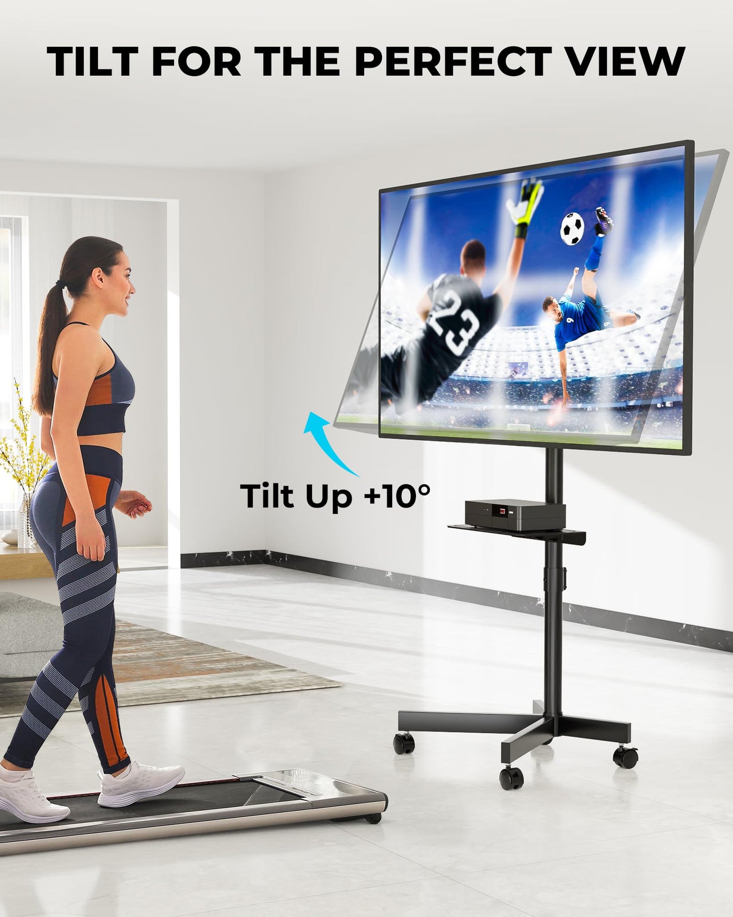 BONTEC Mobile TV Stand with Tilt Function, Rolling TV Cart for 23-60" LED, LCD, OLED TVs, Holds up to 88lbs, Max VESA 400x400mm, Adjustable Media Shelf, TV Stand for Living Room, Bedroom, Office 🍁 All In One Marketplace Canada