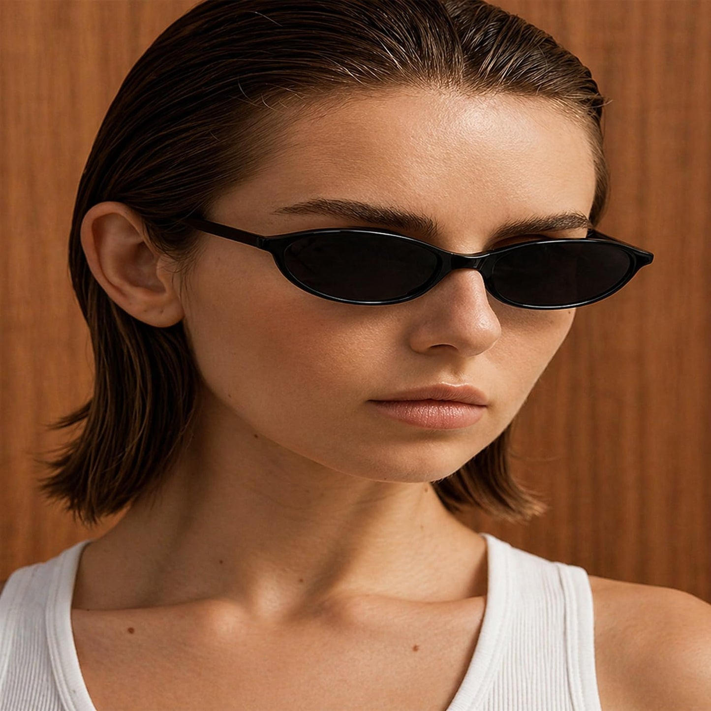 Retro Oval Cat Eye Sunglasses for Women 90s Trendy Small Lightweight Y2k Narrow Sunnies Cateye UV400 Sun Glasses 8057 Black+Brown+Tortoise 🍁 All In One Marketplace Canada