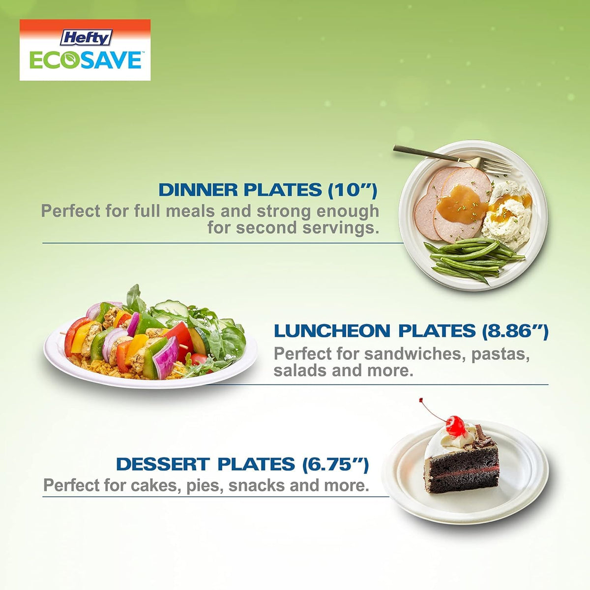 Hefty ECOSAVE Compostable Disposable Paper Plates Dinner 10", 80 Count 🍁 All In One Marketplace Canada