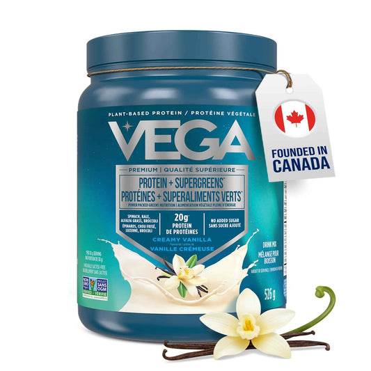 Vega Protein + Supergreens - 20g Plant-Based Pea Protein with Veggies, Vanilla, 18 Servings, Vegan Keto, Non-GMO, Gluten Free, Dairy Free, Low Carb, 526g (Packaging May Vary) 🍁 All In One Marketplace Canada
