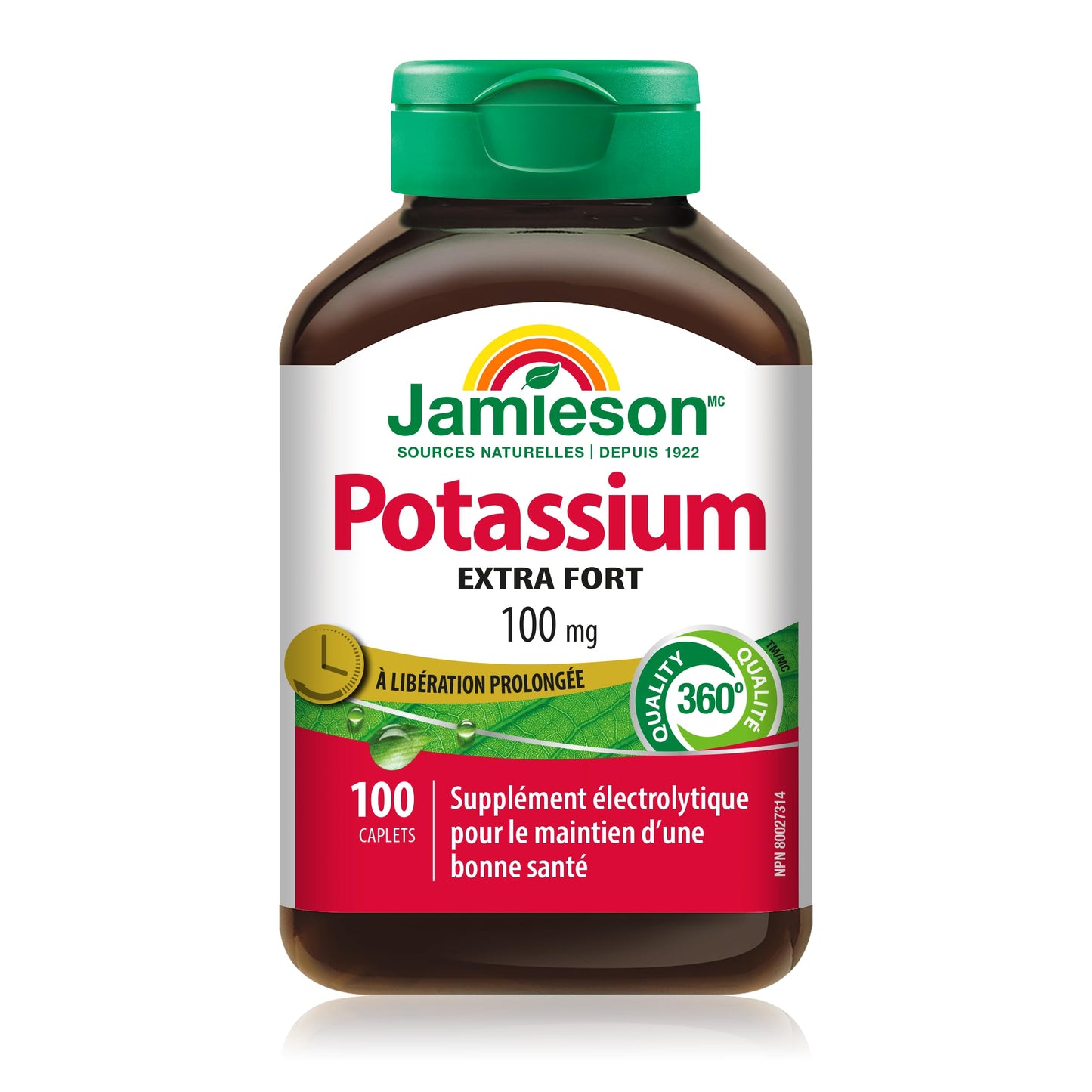 Jamieson Extra Strength Potassium 100 mg Timed Release, 100 Caplets, Supports Muscle & Nerve Function, Electrolyte Support, Helps Prevent Potassium Deficiency. Vegetarian, Proudly Canadian 🍁 All In One Marketplace Canada