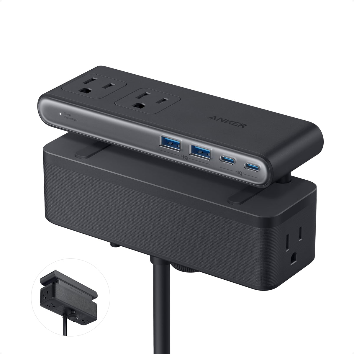 Anker Nano Power Strip, Desk Clamp with 1500J Surge Protector, 5ft Extension Cord, 70W Max Gaming Desk Accessories, 6 AC, 2 USB A, 2 USB C, Home Office Essentials, Fit 0.6~1.8'' Tabletop Edge (Black) 🍁 All In One Marketplace Canada