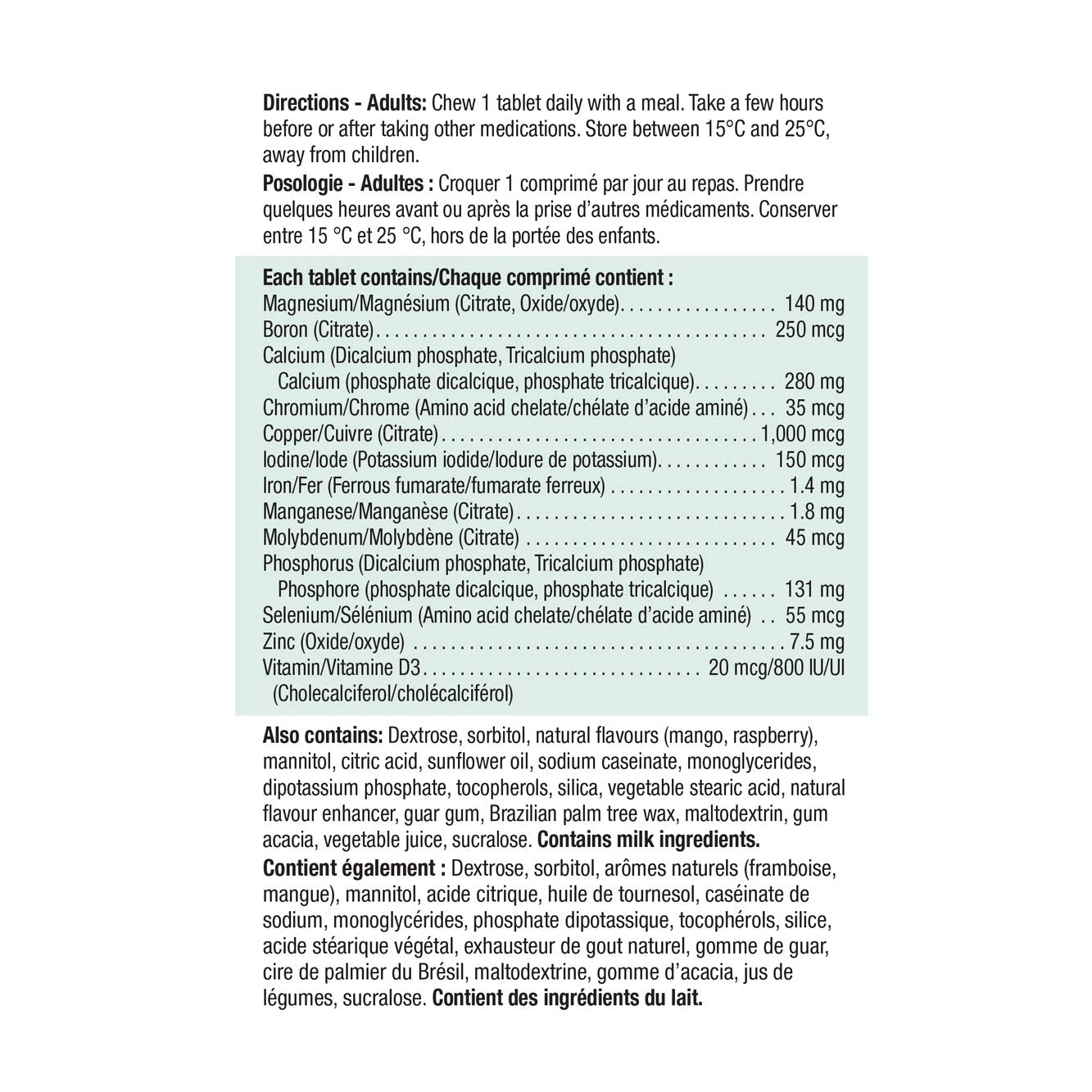 Jamieson Chewable Magnesium Mineral Complex Raspberry Mango Flavour, with 800 IU Vitamin and 140 mg Magnesium, 12 Essential Minerals, Supports Muscle and Bone Health, Gluten-Free, 60 Count 🍁 All In One Marketplace Canada