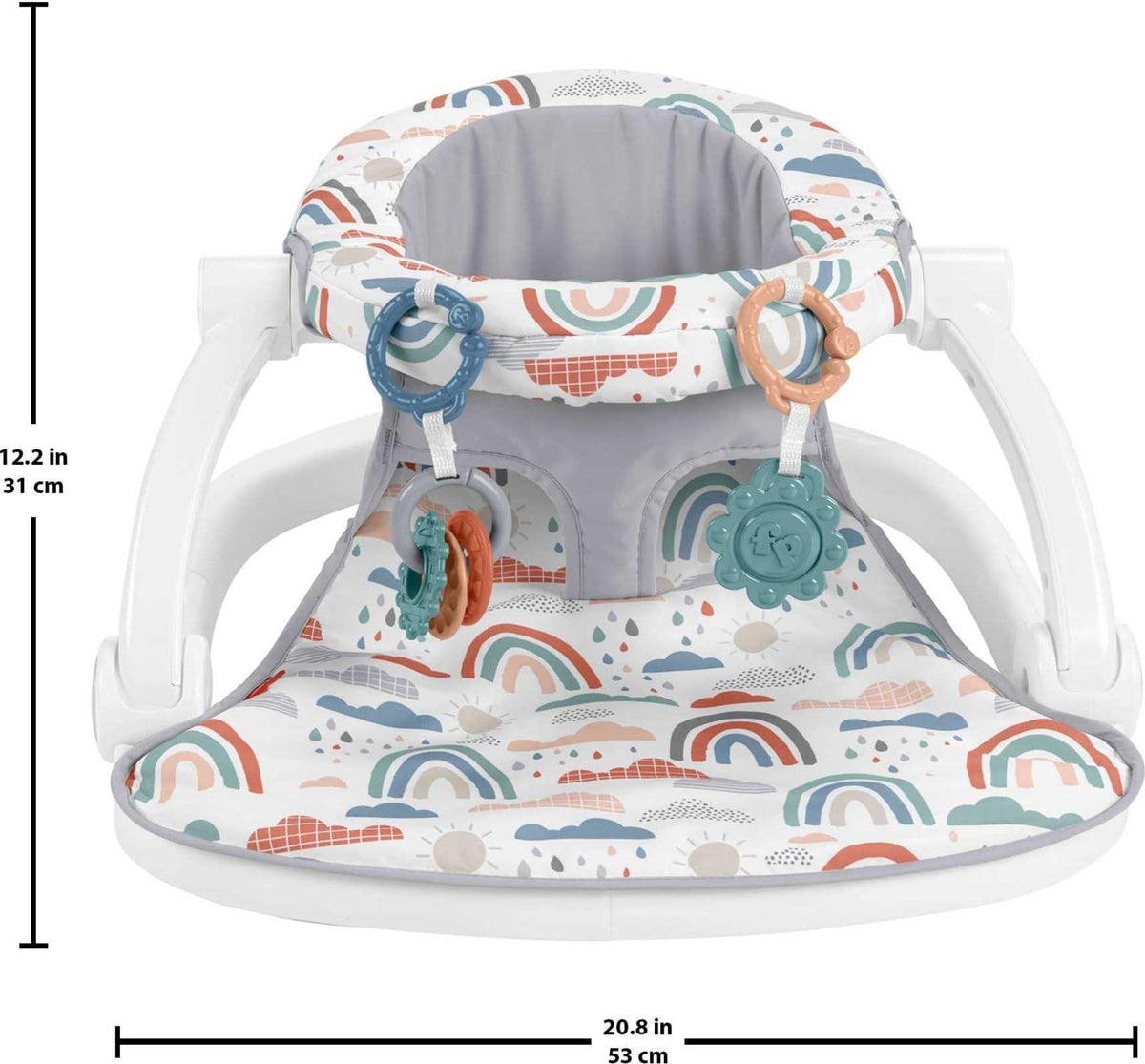 Fisher-Price Portable Baby Chair Sit-Me-Up Floor Seat with Developmental Toys & Machine Washable Seat Pad, Rainbow Showers 🍁 All In One Marketplace Canada