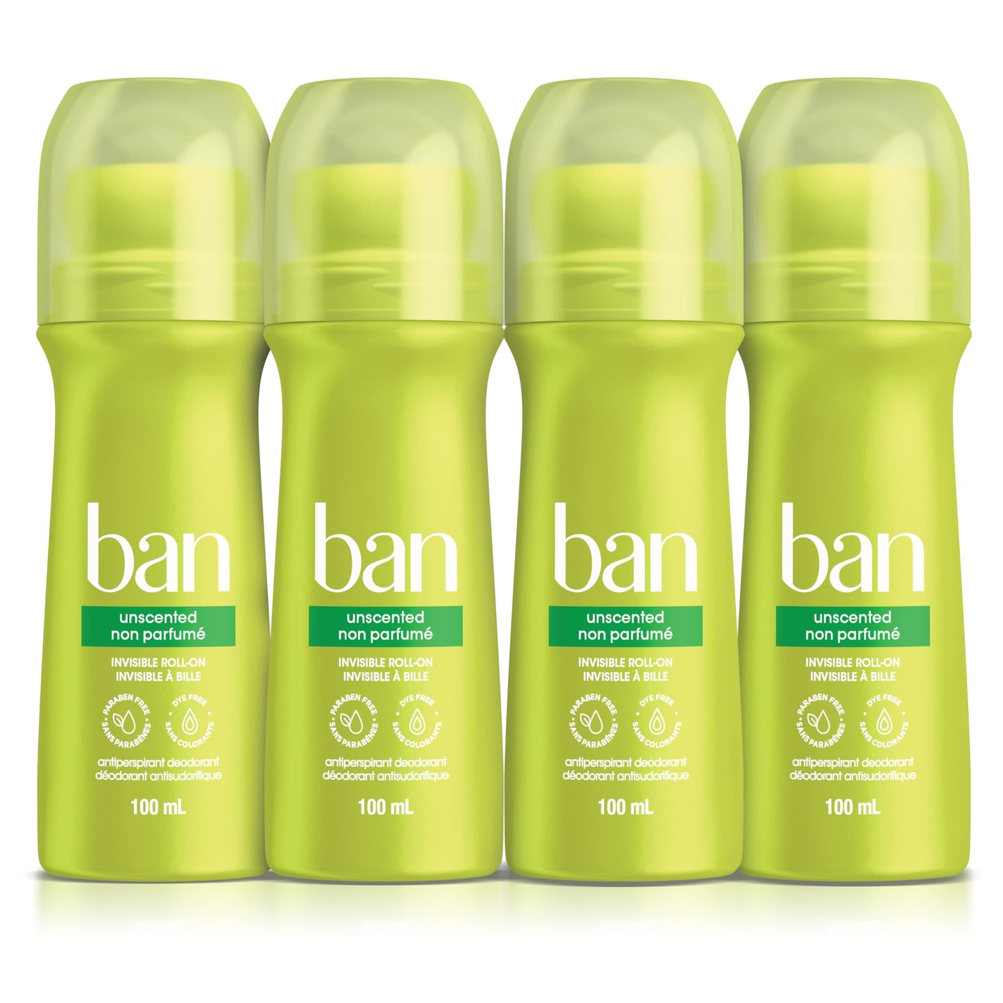 Ban Unscented Roll-on Antiperspirant Deodorant, 24-Hour Protection, Pack of 4 | Made in Canada 🍁 All In One Marketplace Canada