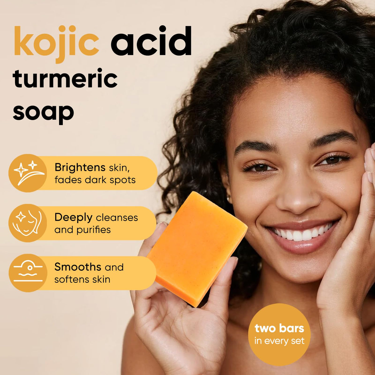 CADDISE Kojic Acid & Turmeric Soap Bars – Dark Spot Remover & Skin Care, Handmade Face & Body Wash Bars with Niacinamide, Shea Butter, Tea Oil, Vitamin C (2 Pack, 8.5 Oz) 🍁 All In One Marketplace Canada
