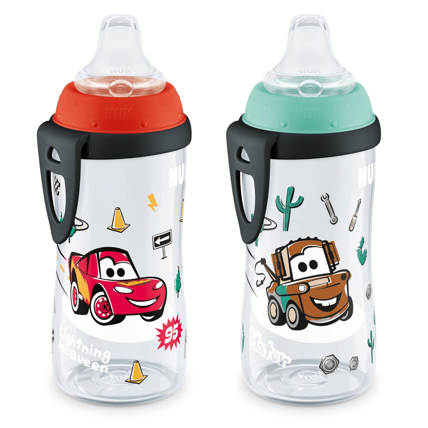 NUK Active Sippy Cup, Disney's Cars, Lightning McQueen, 10 oz (300 mL), 2 Pack, BPA-Free, Spill-Proof, Transition Cup 🍁 All In One Marketplace Canada