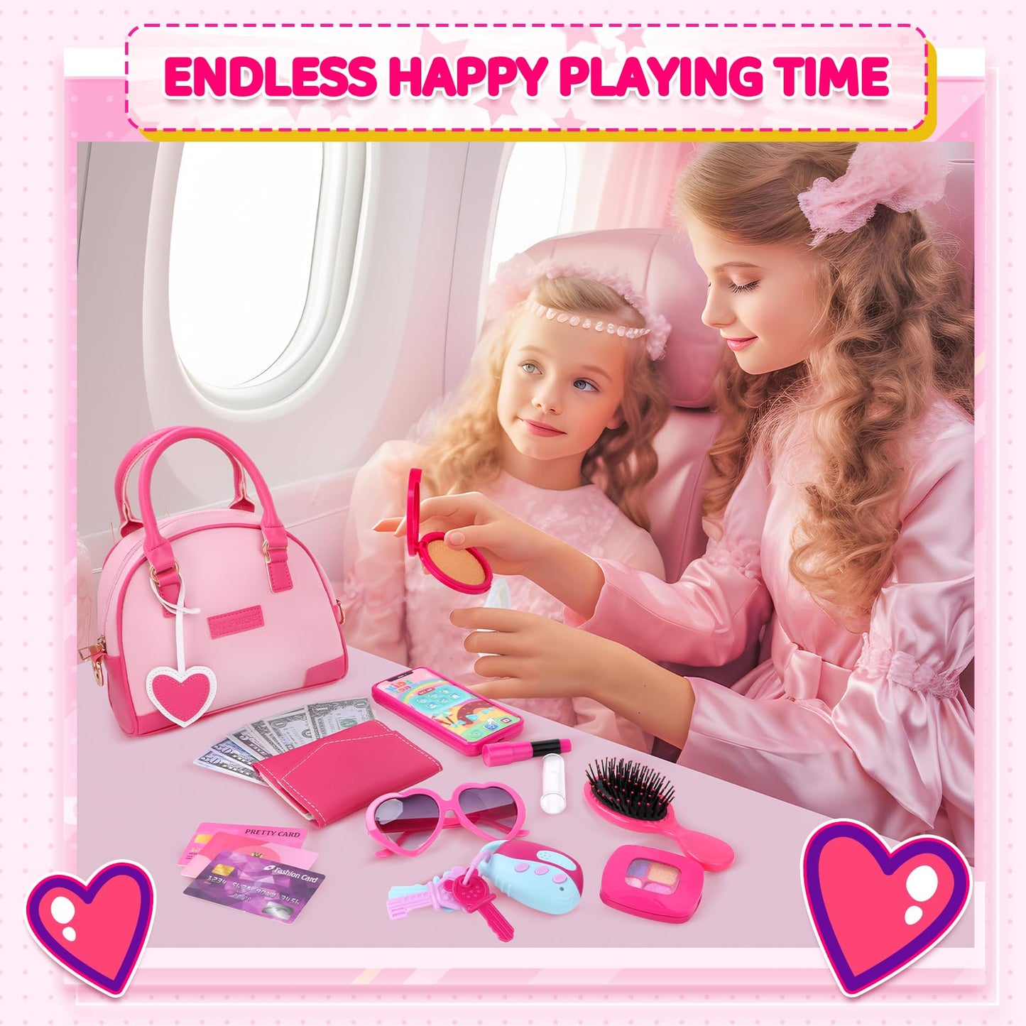 INNOCHEER Little Girls Purse, Kids Toy Purse with Pretend Makeup, Play Purse for Little Girls, Pretend Play Toddler Purse, Birthday Christmas Princess Gifts Toys for Girls 3 4 5 6 7 8 Year Old 🍁 All In One Marketplace Canada