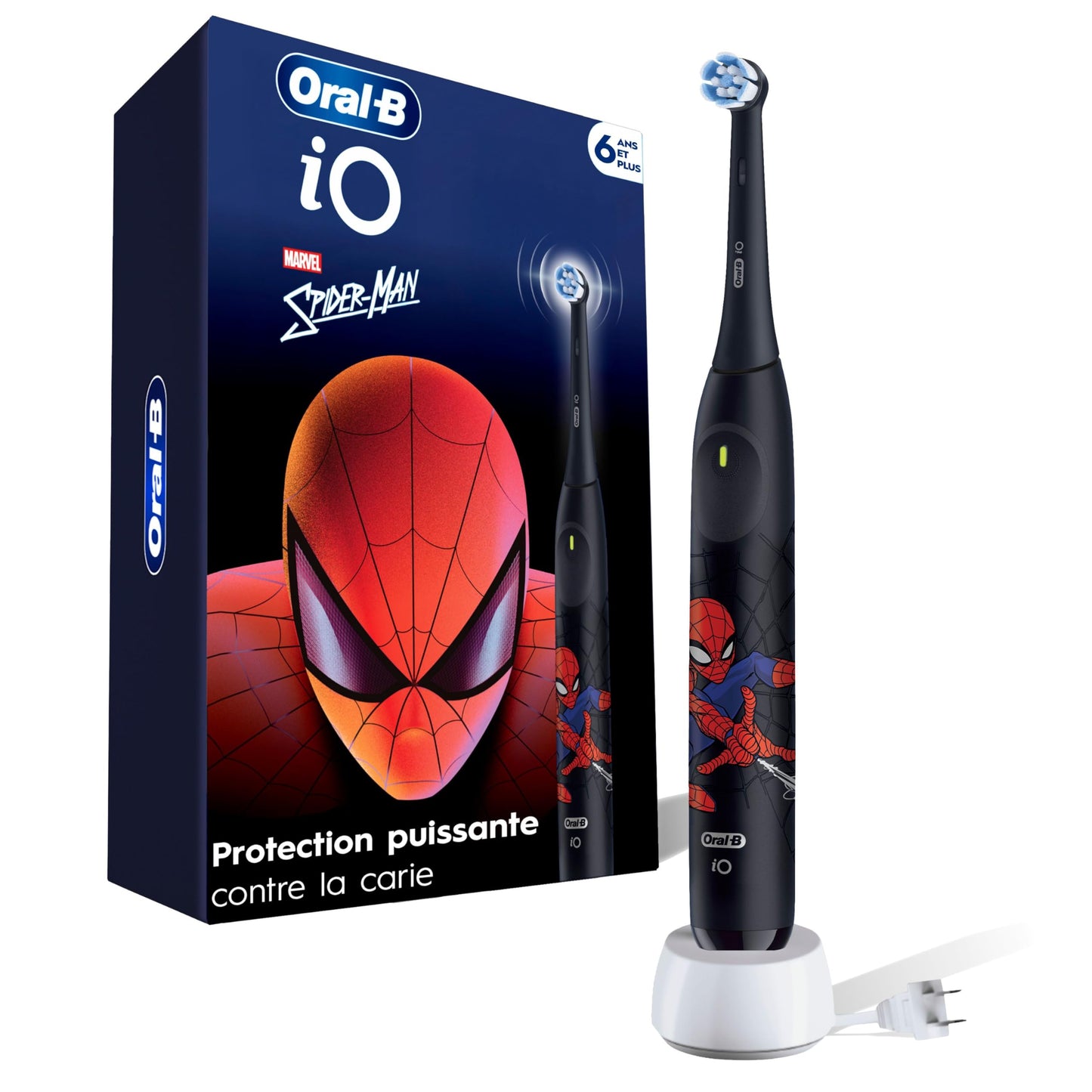 Oral-B iO Kids Rechargeable Electric Powered Toothbrush, Spiderman with 1 Gentle Care Brush Head - Automatic Pressure Sensor to Protect Gums - 3 Cleaning Settings - 2 Min Music Timer - 28 Day Battery Life 🍁 All In One Marketplace Canada