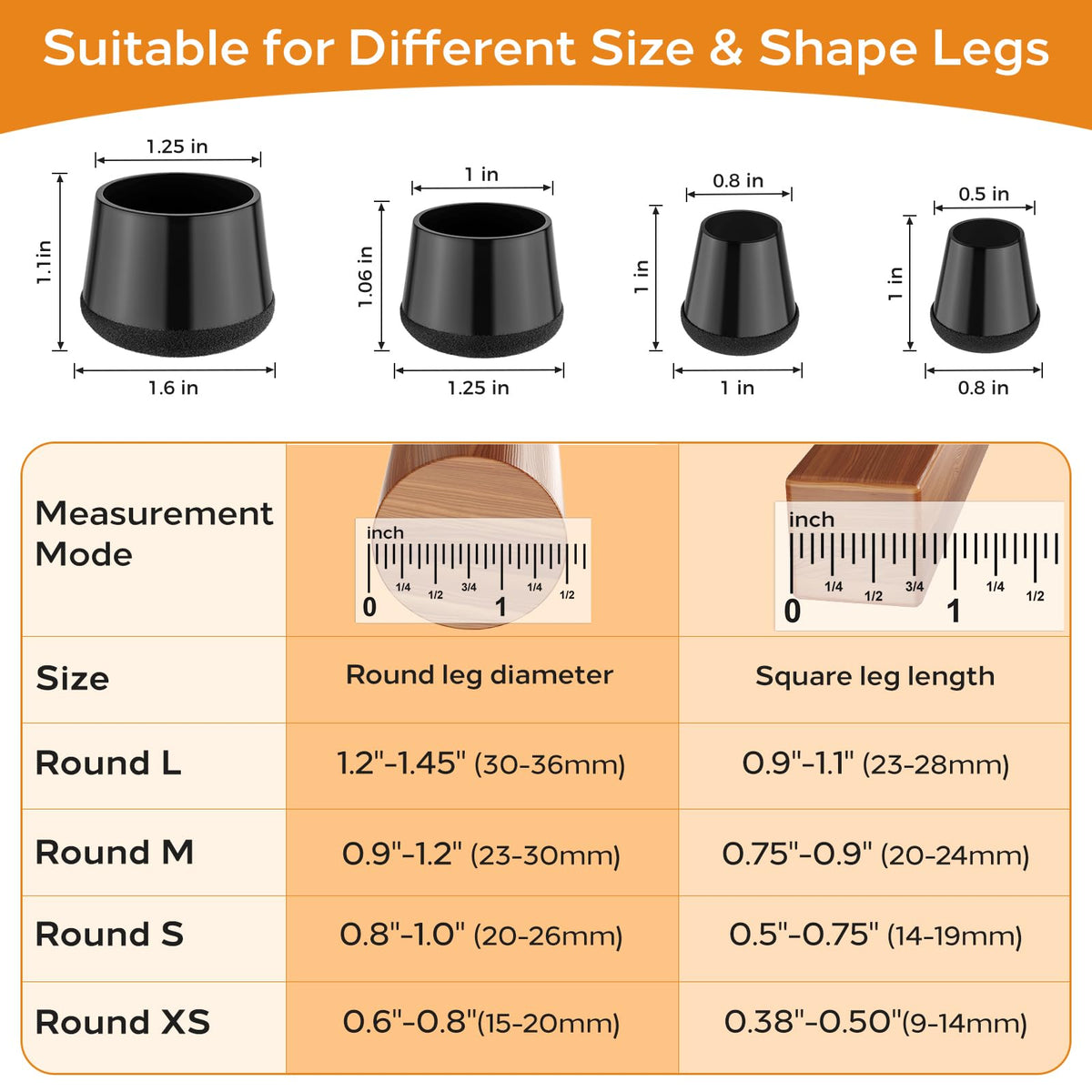 Meldel Silicone Chair Leg Floor Protectors Extra Small 24PCS - Furniture Felt Silicone Integrated Chair Foot Covers/Dark-Black/Rubber - Protect Floors from Scratches,Reduce Noise 🍁 All In One Marketplace Canada
