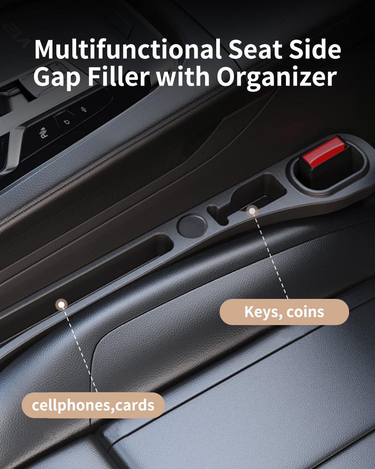 MBERFITU 2 Pack Car Seat Gap Filler Organizer, PU Leather Seat Crevice Blocker Fill The Gap Between Seat and Center Console Stop Things from Dropping (Updated Version) 🍁 All In One Marketplace Canada