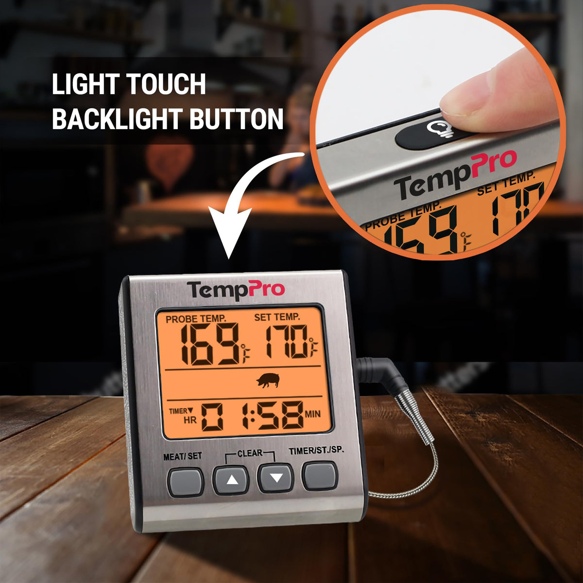 TempPro Digital Meat Thermometer for Cooking and Grilling, BBQ Food Thermometer with Backlight and Kitchen Timer, Grill Temperature Probe Thermometer for Smoker, Oven, Baking,Oil(Previously ThermoPro) 🍁 All In One Marketplace Canada
