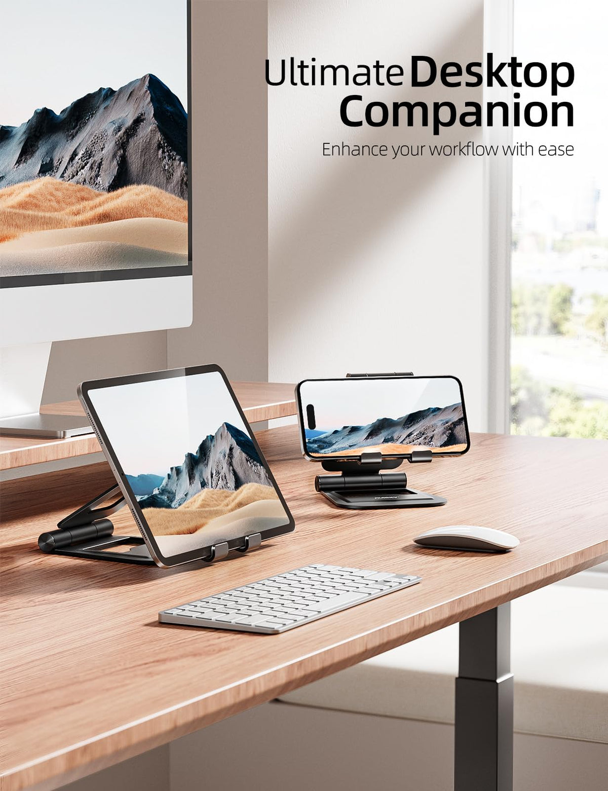 Nulaxy Aluminum Dual Foldable iPad Stand, Fully Adjustable Desktop Tablet Holder, iPad Accessories Office Compatible with 4-11" Mobile Devices Kindle, iPad Pro/Air/Mini, iPhone Pro/Max/Plus, Black 🍁 All In One Marketplace Canada