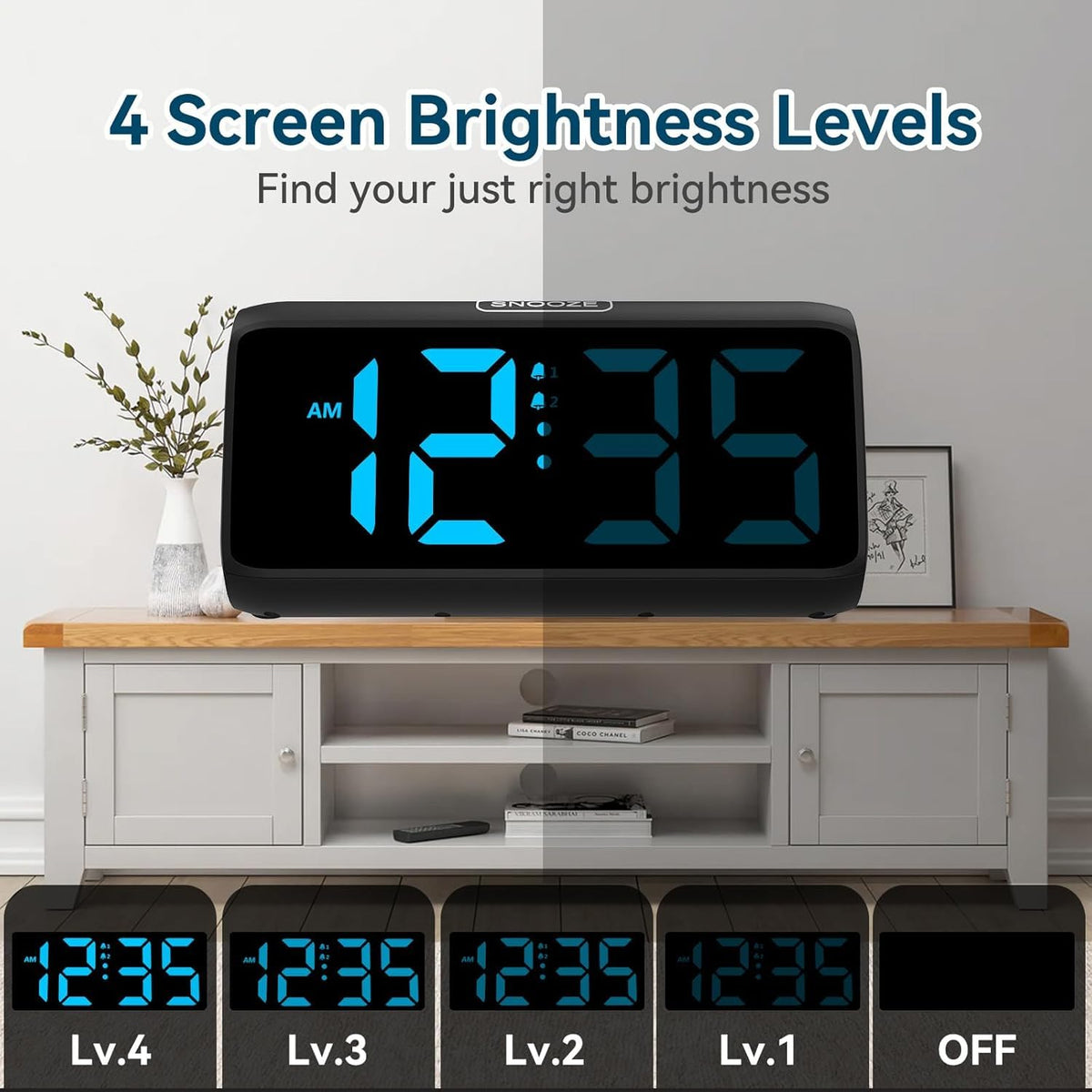 Netzu Loud Alarm Clocks for Bedrooms, Heavy Sleepers Alarm Clock with Dual Alarms, Bold Digits, 5 Dimmers, 4 Volumes, Snooze, Bedside Clock for Deep Sleepers Kids Teens Seniors, Plug in Clock 🍁 All In One Marketplace Canada
