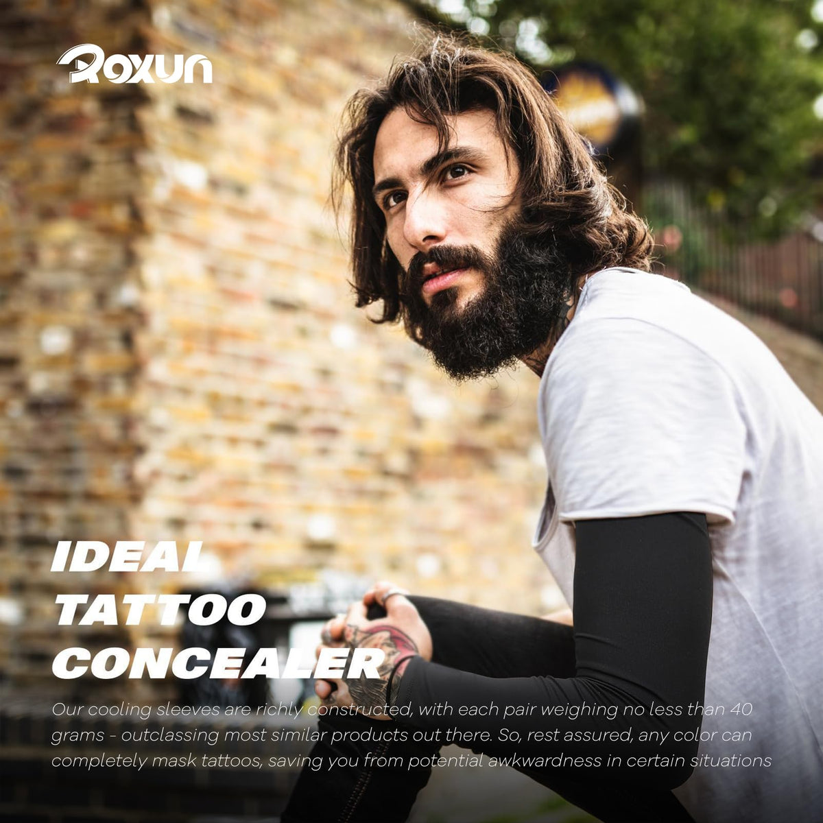 ROXUN 2 Pairs Arm Sleeves, Cooling UV Sun Protection Sports Compression for Men/Women 2 Black 🍁 All In One Marketplace Canada