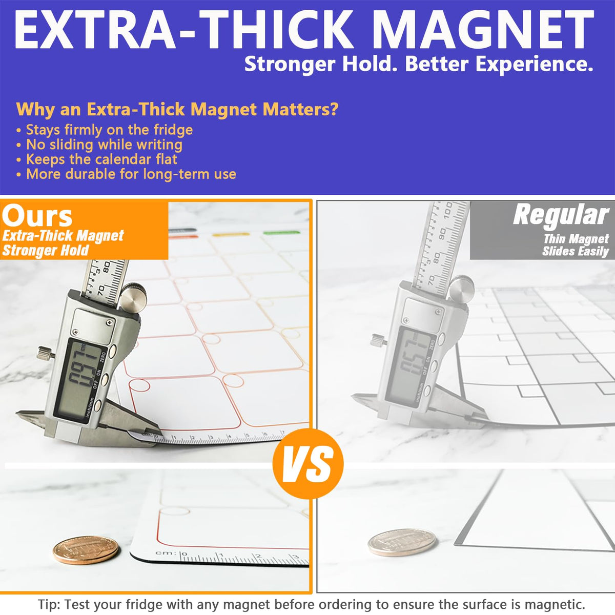 Magnetic Calendar for Fridge, Dry Erase Whiteboard Calendar Monthly Planner, 6-Week Layout, Easy to Clean, Extra-Thick Strong Magnetic Hold, Includes Dual-Magnet Markers & Eraser 43 x 33 cm 🍁 All In One Marketplace Canada