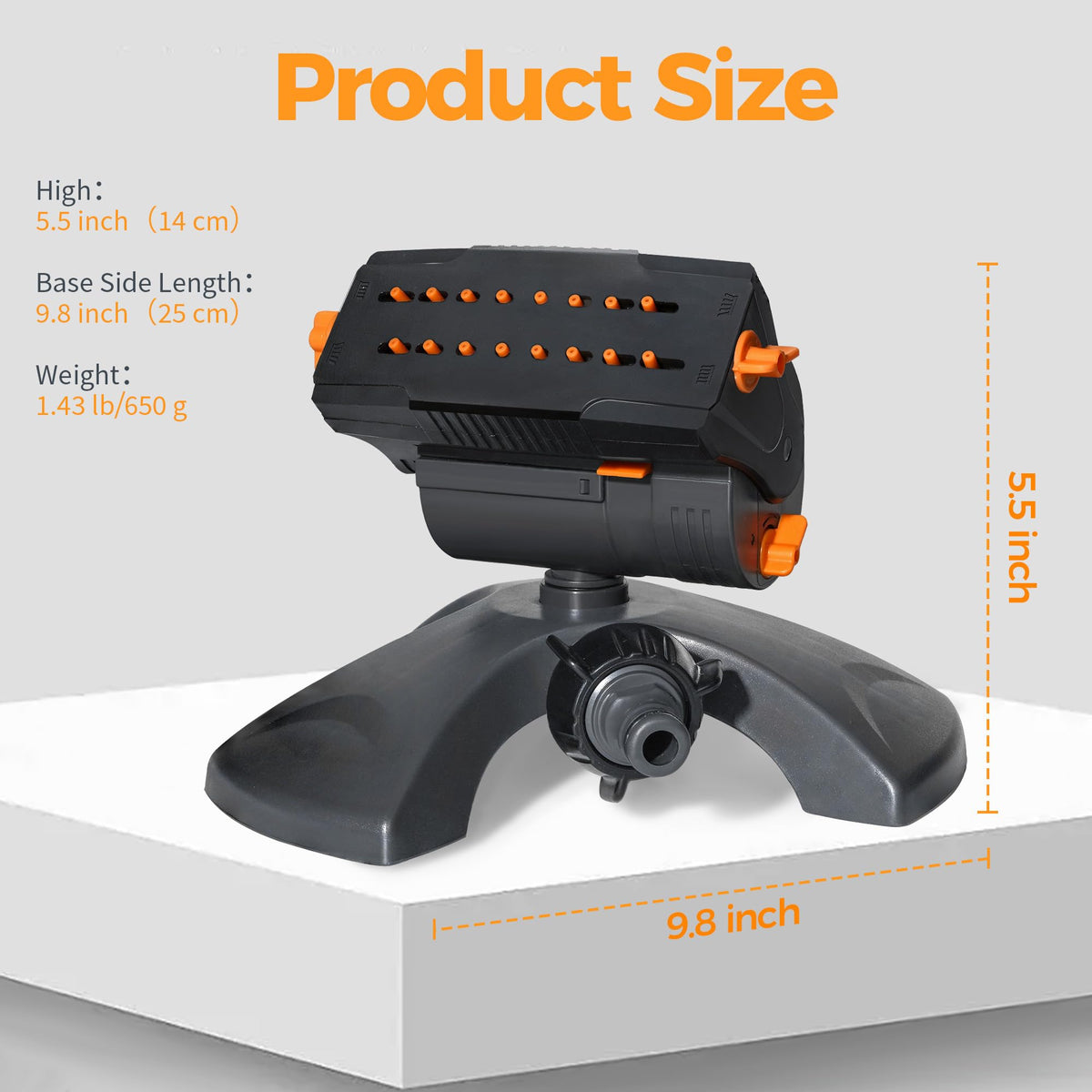 Diivoo Mini Turbo Oscillating Sprinkler, Garden Sprinkler with Large Base, Water Sprinkler for Yard, Adjustable Width, Range and Flow Rate, 16 Nozzles, Grey 🍁 All In One Marketplace Canada