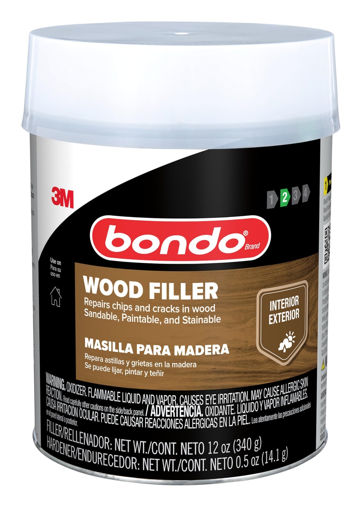 Bondo Wood Filler 12 oz with Hardener 0.5 oz, Repairs Chips and Cracks in Wood, Sandable, Paintable, and Stainable 🍁 All In One Marketplace Canada