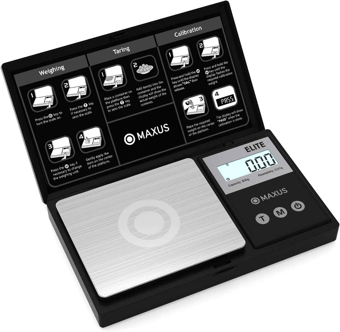 MAXUS Precision Pocket Scale 500g x 0.01g, Digital Gram Scale with Tray, Small Food Scale, Jewelry Scale, Ounces Grains Scale with Backlit LCD 🍁 All In One Marketplace Canada