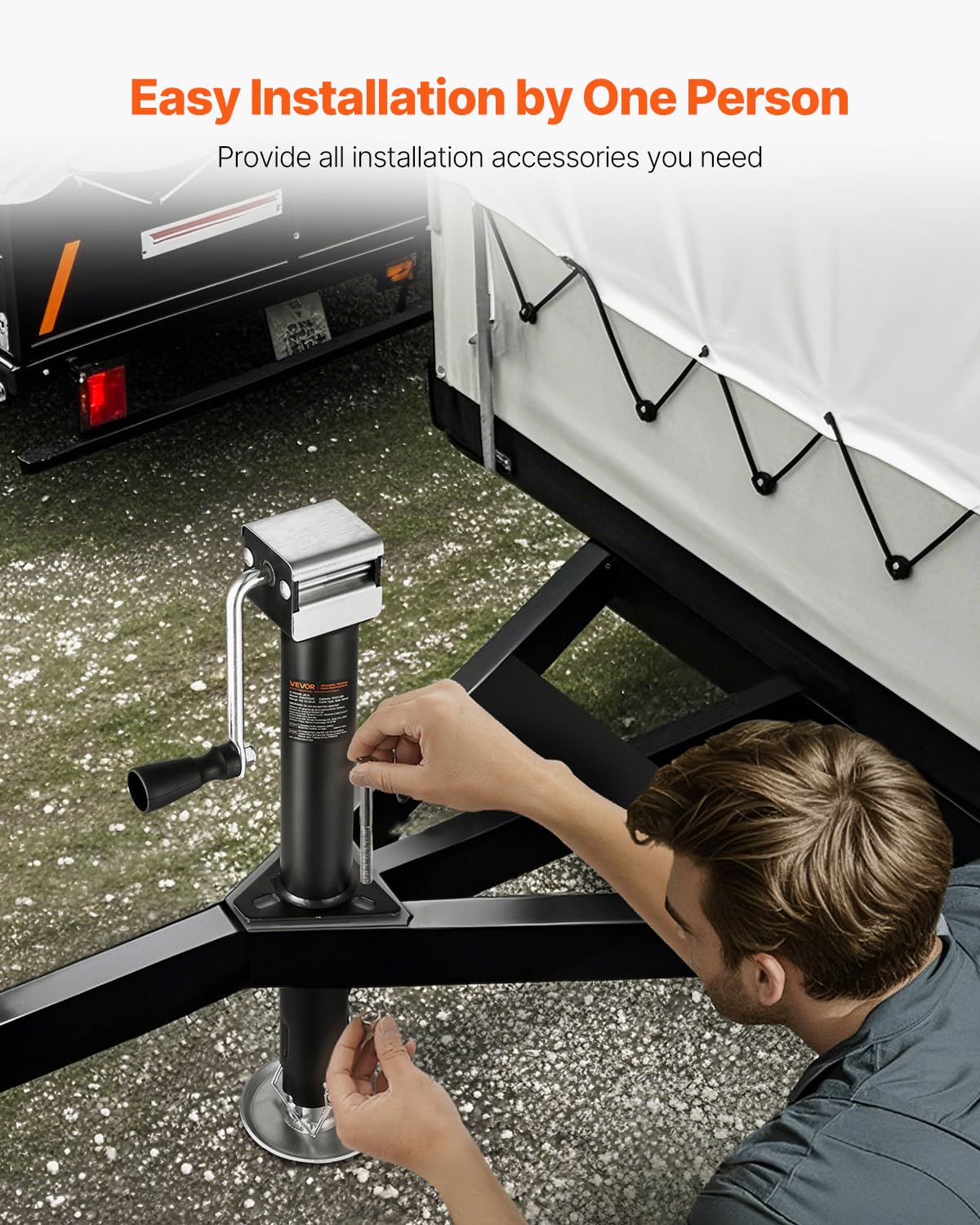 VEVOR A-Frame Trailer Jack, 5000 lbs Dynamic Load Capacity, Trailer Jack Stand with Handle & Rectangular Footpad, 15-inch Vertical Travel, Suitable for RV, Horse, Utility Trailers, Yacht Trailers 🍁 All In One Marketplace Canada