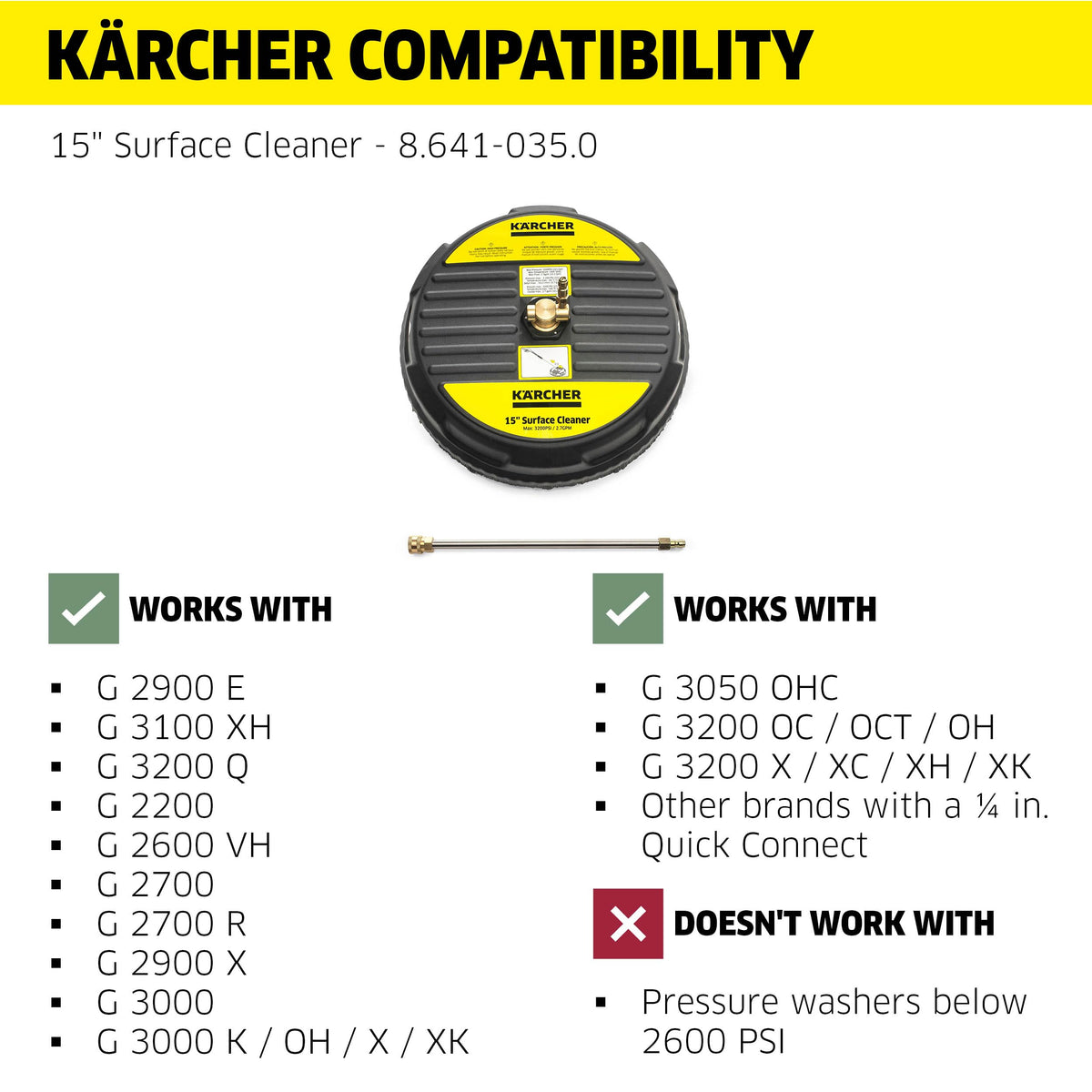 Karcher Universal 15" Pressure Washer Surface Cleaner Attachment, Power Washer Accessory - 1/4" Quick-Connect, 3200 PSI 🍁 All In One Marketplace Canada