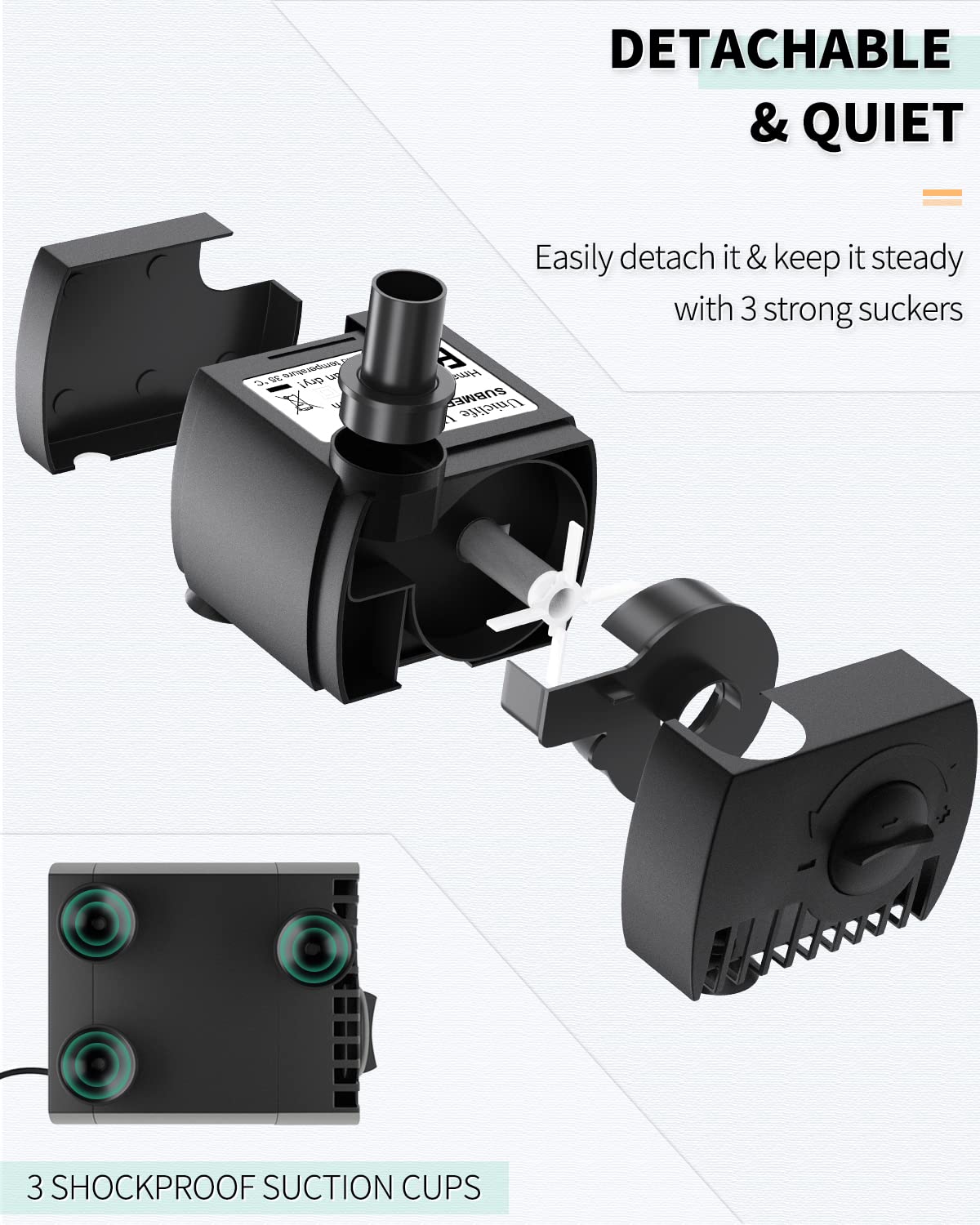 Pawfly Aquarium 80 GPH Submersible Water Pump 4 W Compact Quiet Pump with 2.6 ft. High Lift for Indoor Buckets Fish Tanks and Fountains up to 50 Gallons 🍁 All In One Marketplace Canada