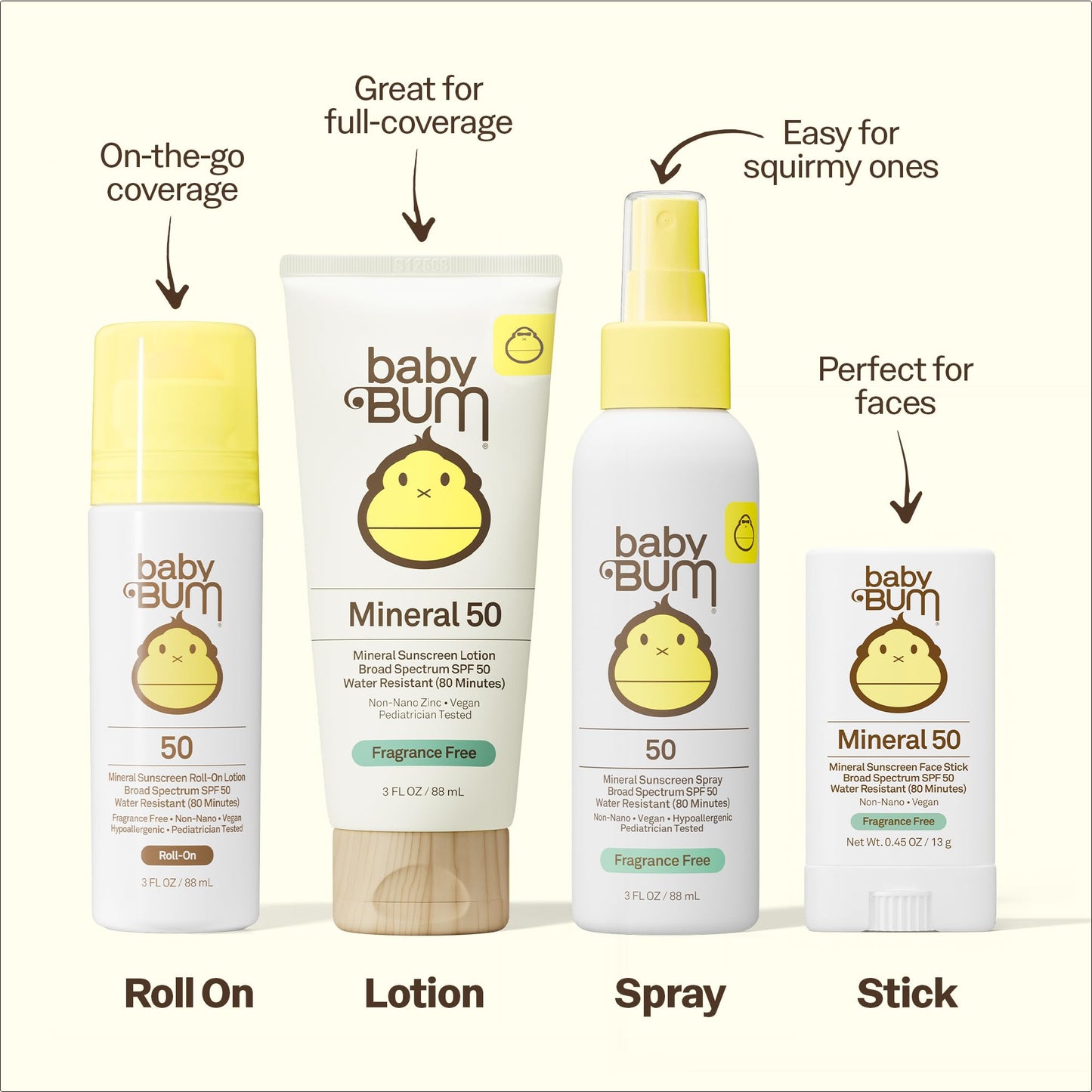Sun Bum Baby Bum Spf 50 Sunscreen Face Stick | Mineral Uva/uvb Face and Body Protection for Sensitive Skin | Fragrance Free | Travel size | 13g 🍁 All In One Marketplace Canada