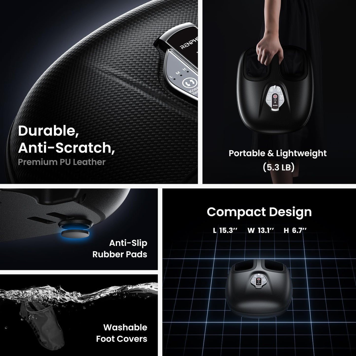 RENPHO Foot Massager with Heat, Deep Kneading Electric Shiatsu Foot Massager Machine with Wireless Remote Control, 3 Heating Levels & Air Compression, Birthday Gifts for Women Men 🍁 All In One Marketplace Canada
