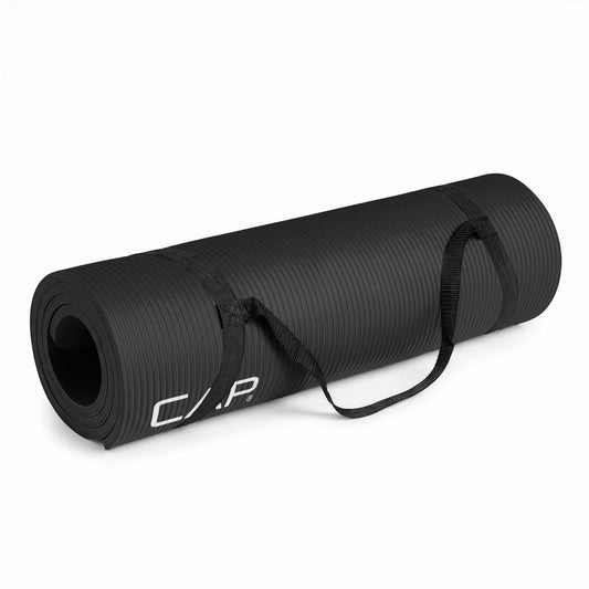 CAP Barbell Yoga Mat 1/2" Thick with Carrying Strap - High Density Exercise Mat for Yoga, Pilates, Stretching, Floor & Fitness Workouts - 68''x24''x1/2" | Black 🍁 All In One Marketplace Canada