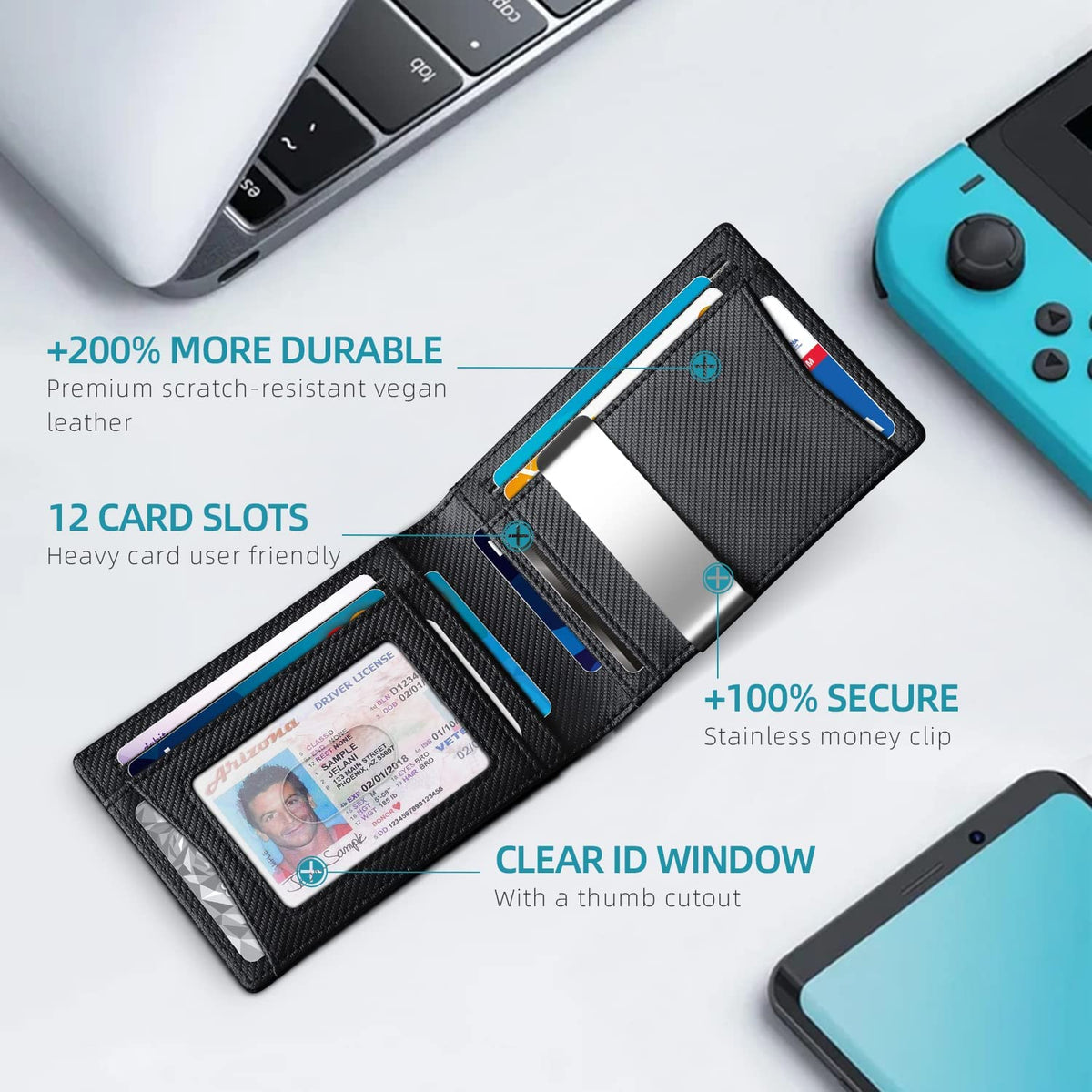Zitahli Slim RFID Wallets for Men, Money Clip Bifold Leather Wallet Minimalist Mens Wallet with ID Window and 12 Card Slots Gift Box 🍁 All In One Marketplace Canada