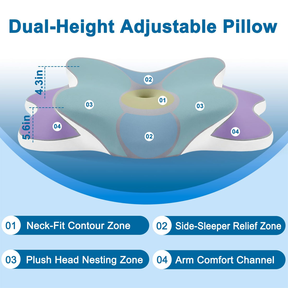 Sleep Apnea Pillow with Neck Pain & Snoring Relief -Orthopedic Cervical Pillow, Ergonomic Contour Memory Foam Pillow for Side,Back,Stomach Sleepers,Dreamers (Gray, Queen Size) 🍁 All In One Marketplace Canada