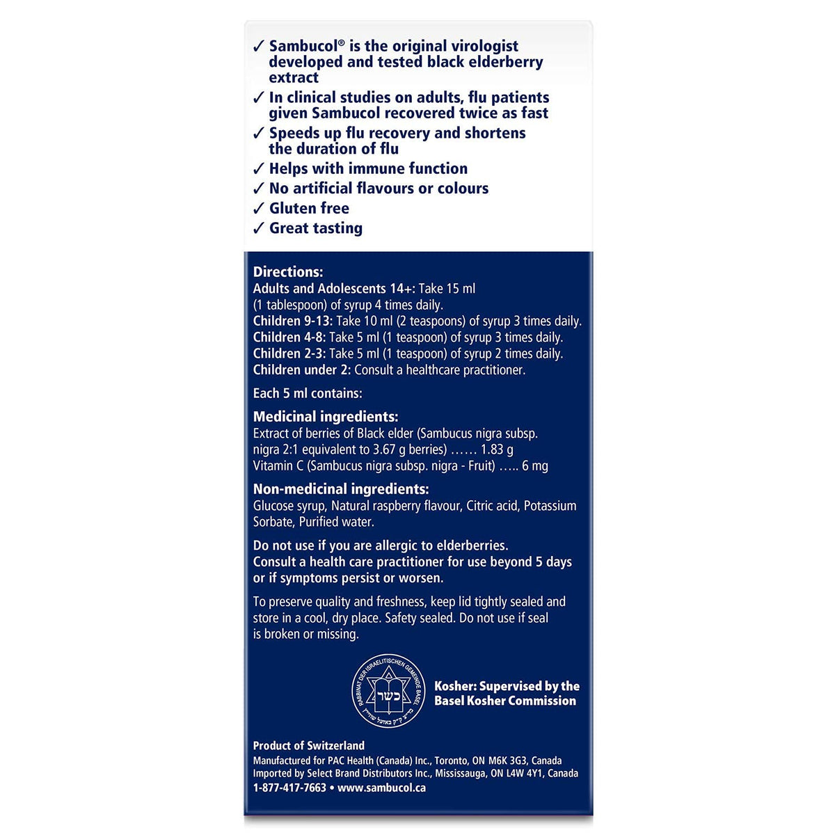 Sambucol Black Elderberry Anti-Viral Flu Care | Quickly Relieves Cold & Flu Symptoms | Immune Support & Antioxidant | Ideal for Families | Syrup, 230 mL, blue 🍁 All In One Marketplace Canada